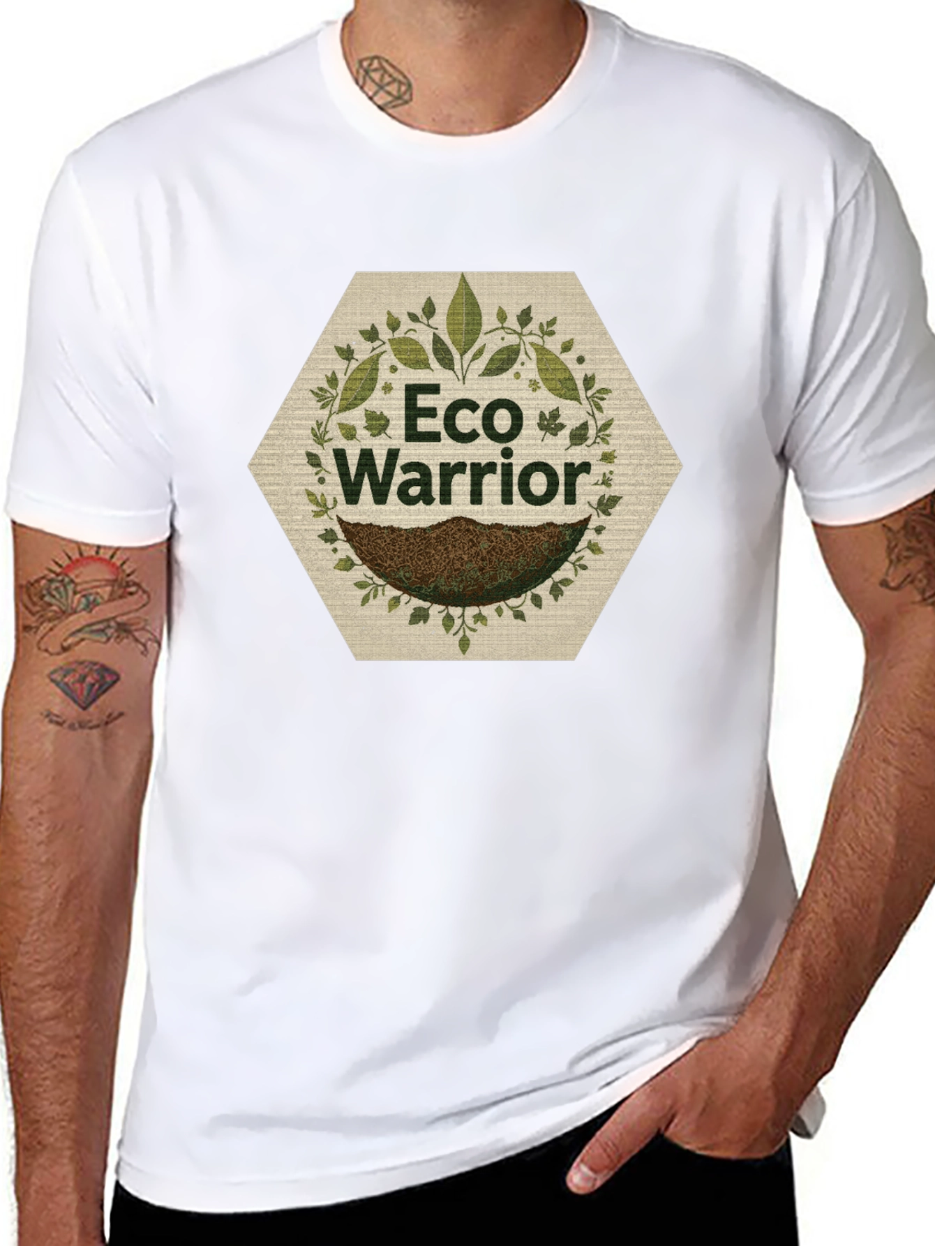 Eco Warrior T-Shirt - Black Nature Inspired Design