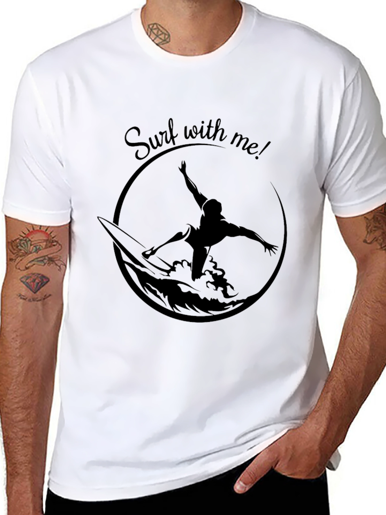 Surf With Me Graphic Tee - Black