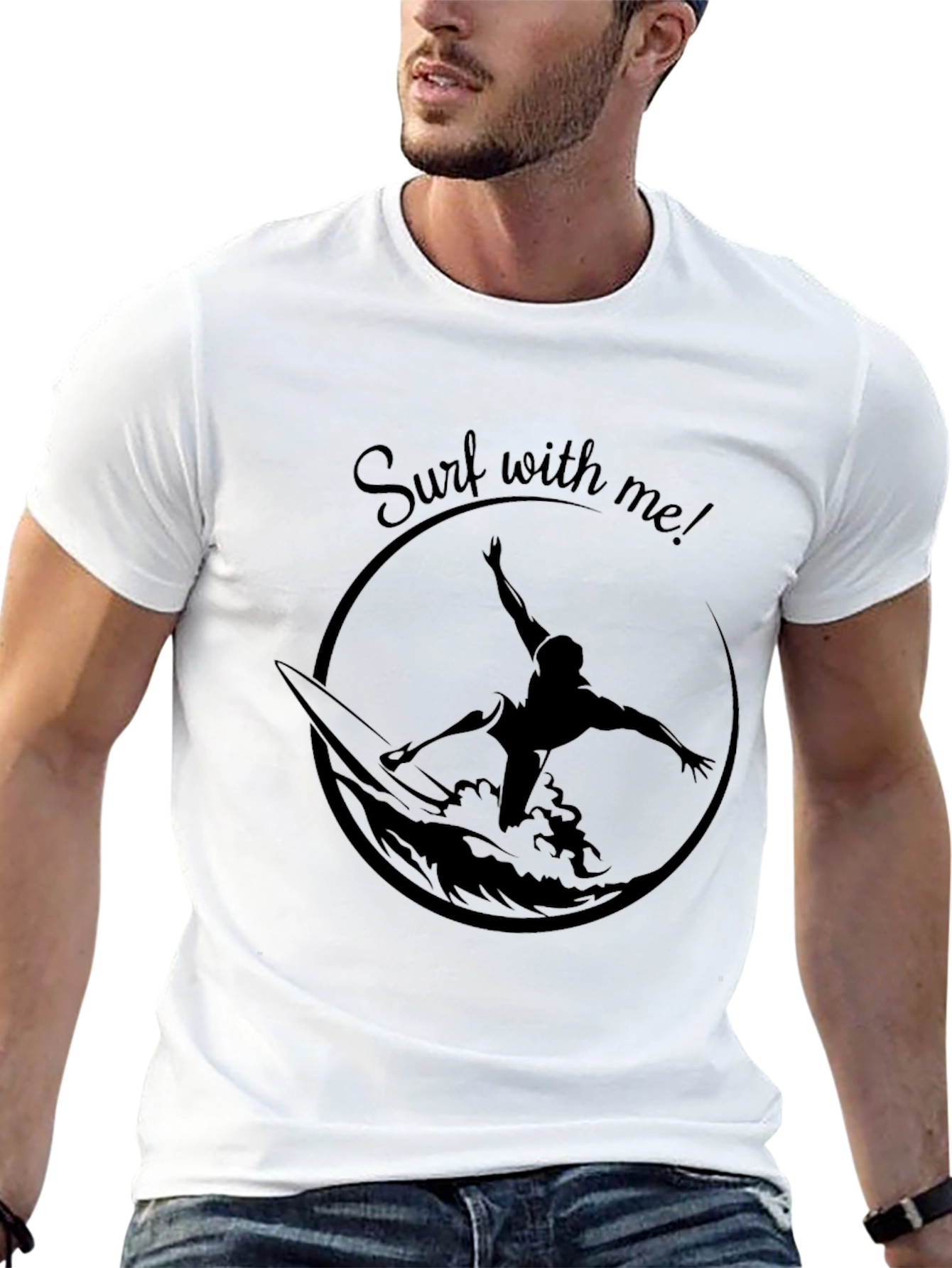 Surf With Me Graphic Tee - Black