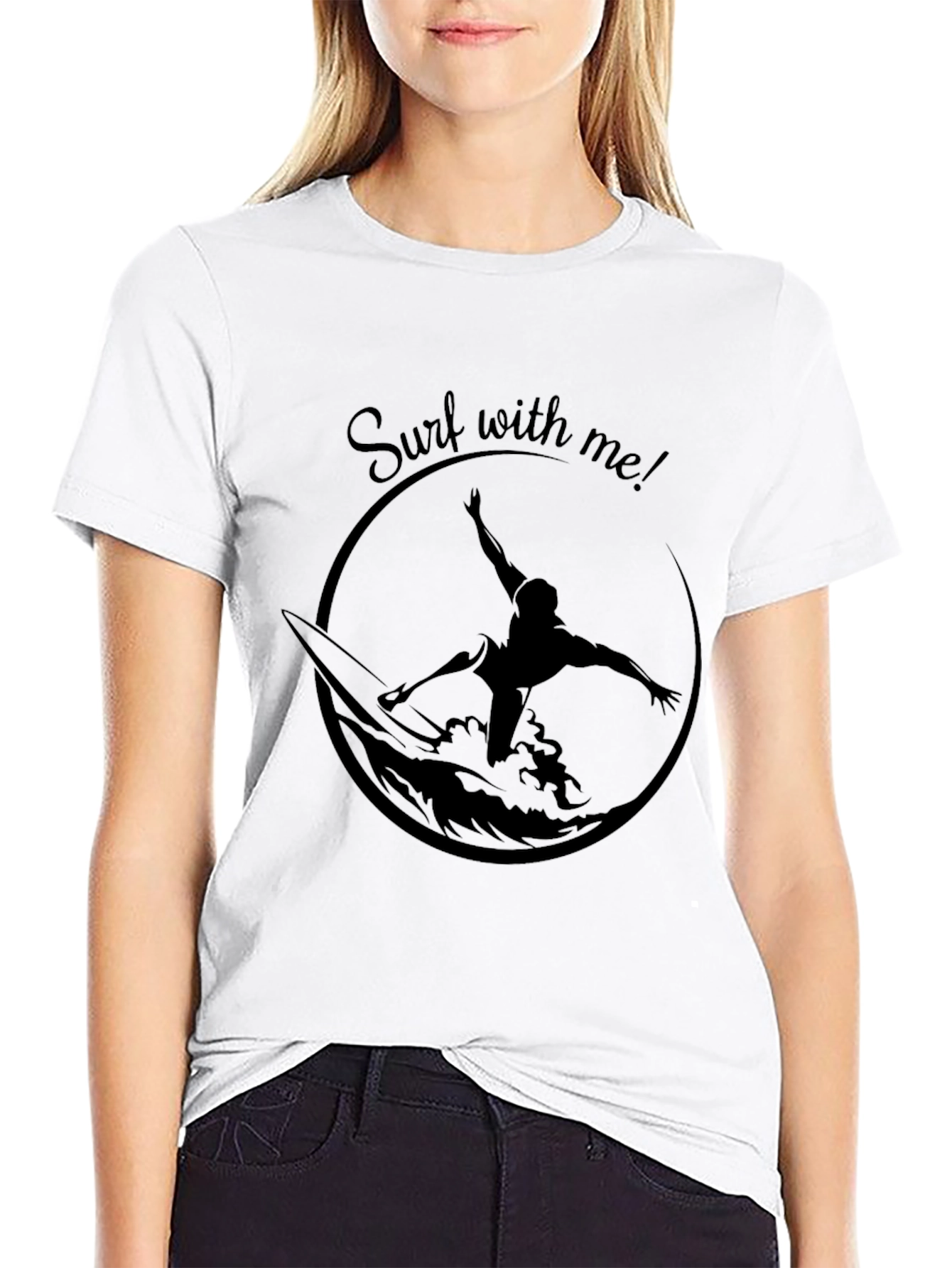 Surf With Me Graphic Tee - Black