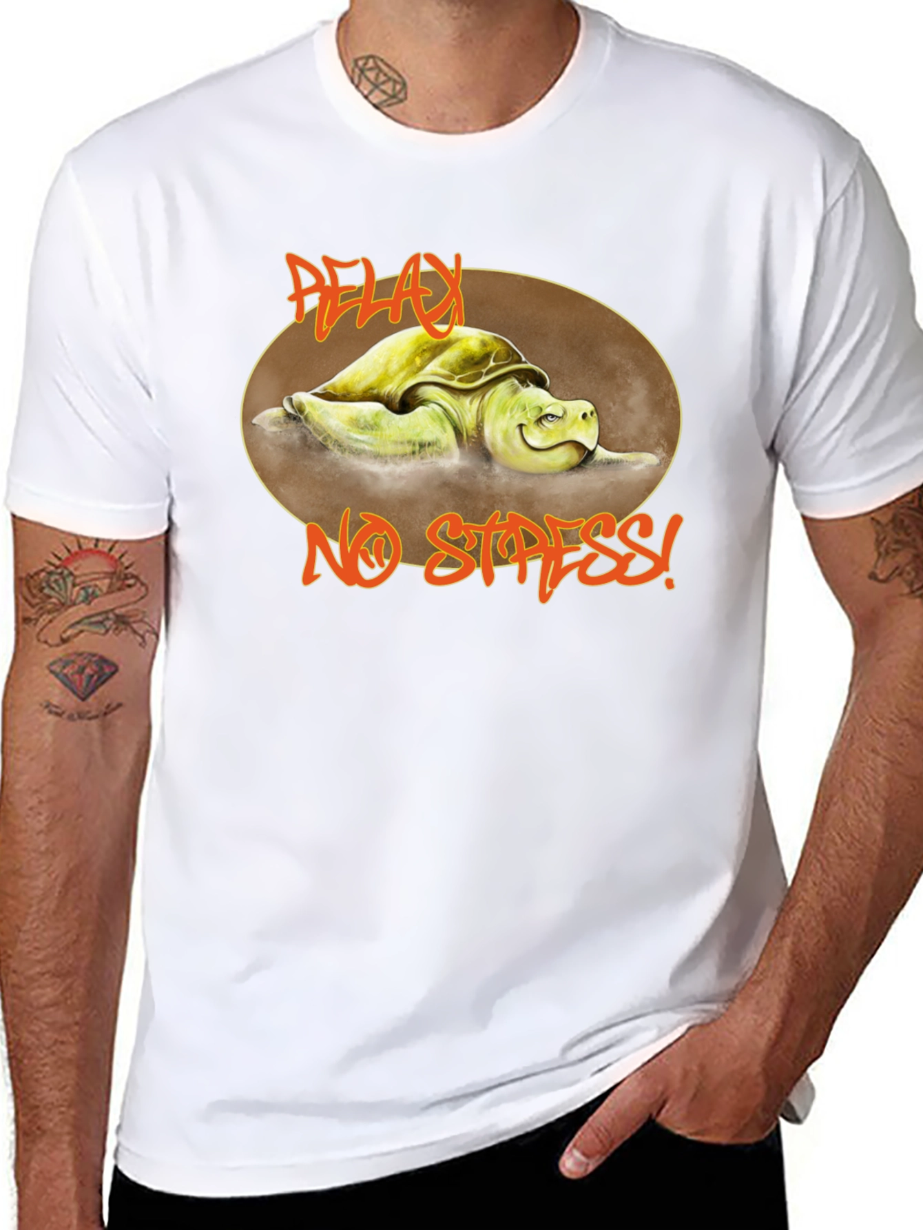 Relax No Stress Turtle Graphic T-Shirt