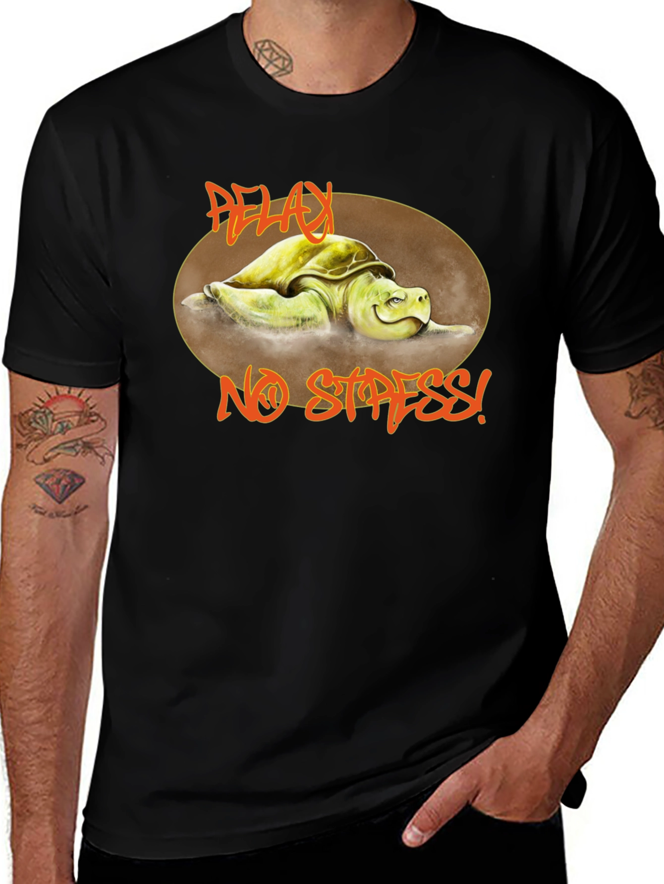 Relax No Stress Turtle Graphic T-Shirt