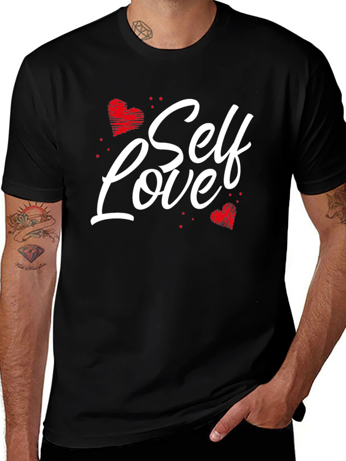 Self Love Heart Graphic Black T-Shirt