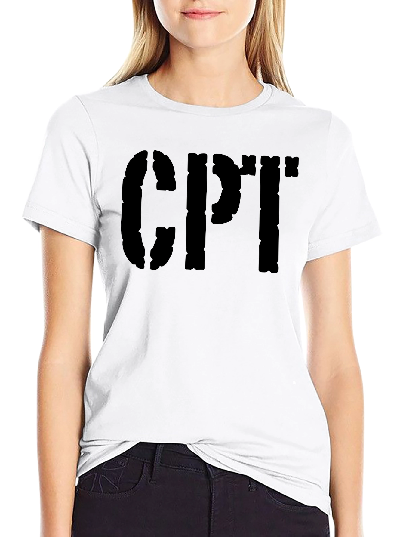 CPT Stencil Style Graphic T-Shirt - Black