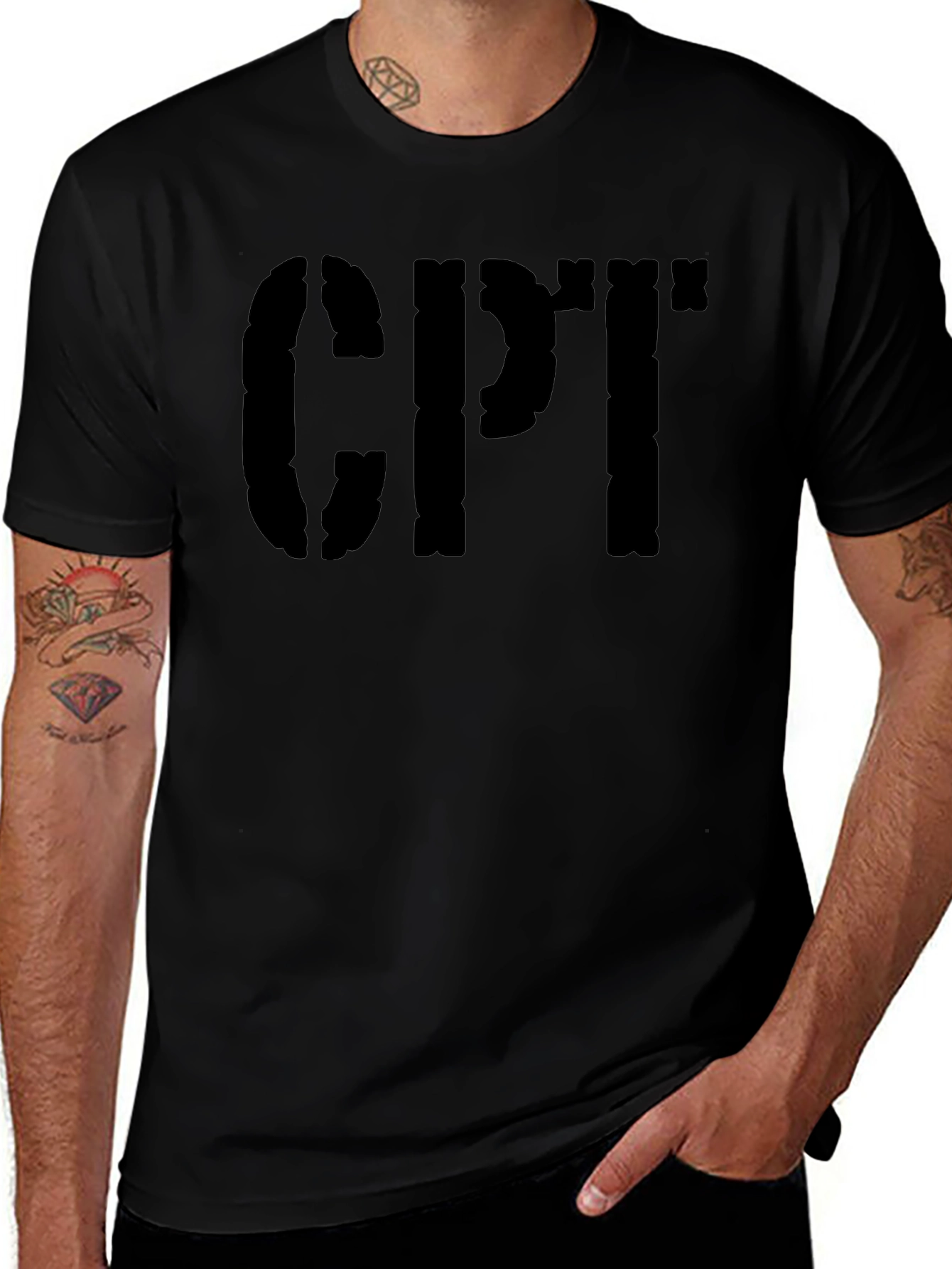 CPT Stencil Style Graphic T-Shirt - Black