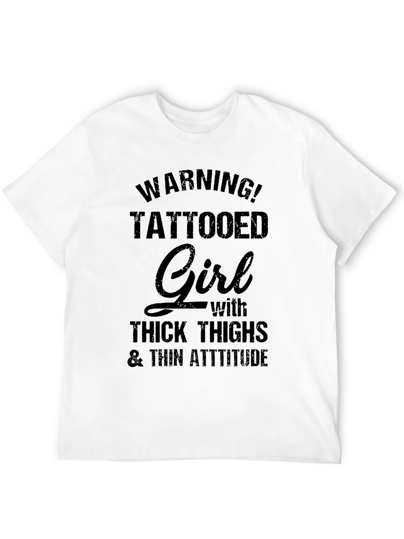 Tattooed Girl Thick Thighs Black T-Shirt