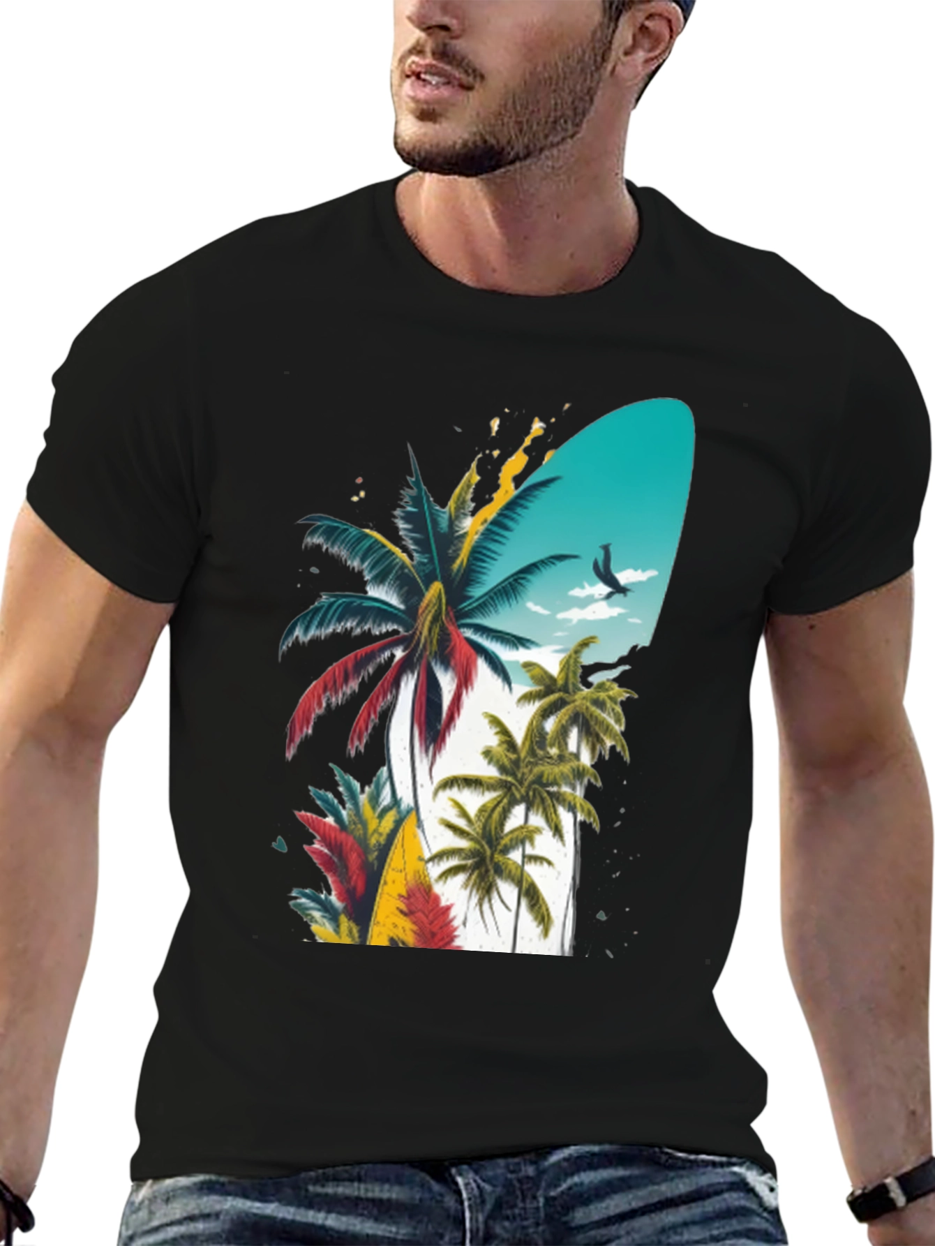 Tropical Island Palm Tree Graphic T-Shirt