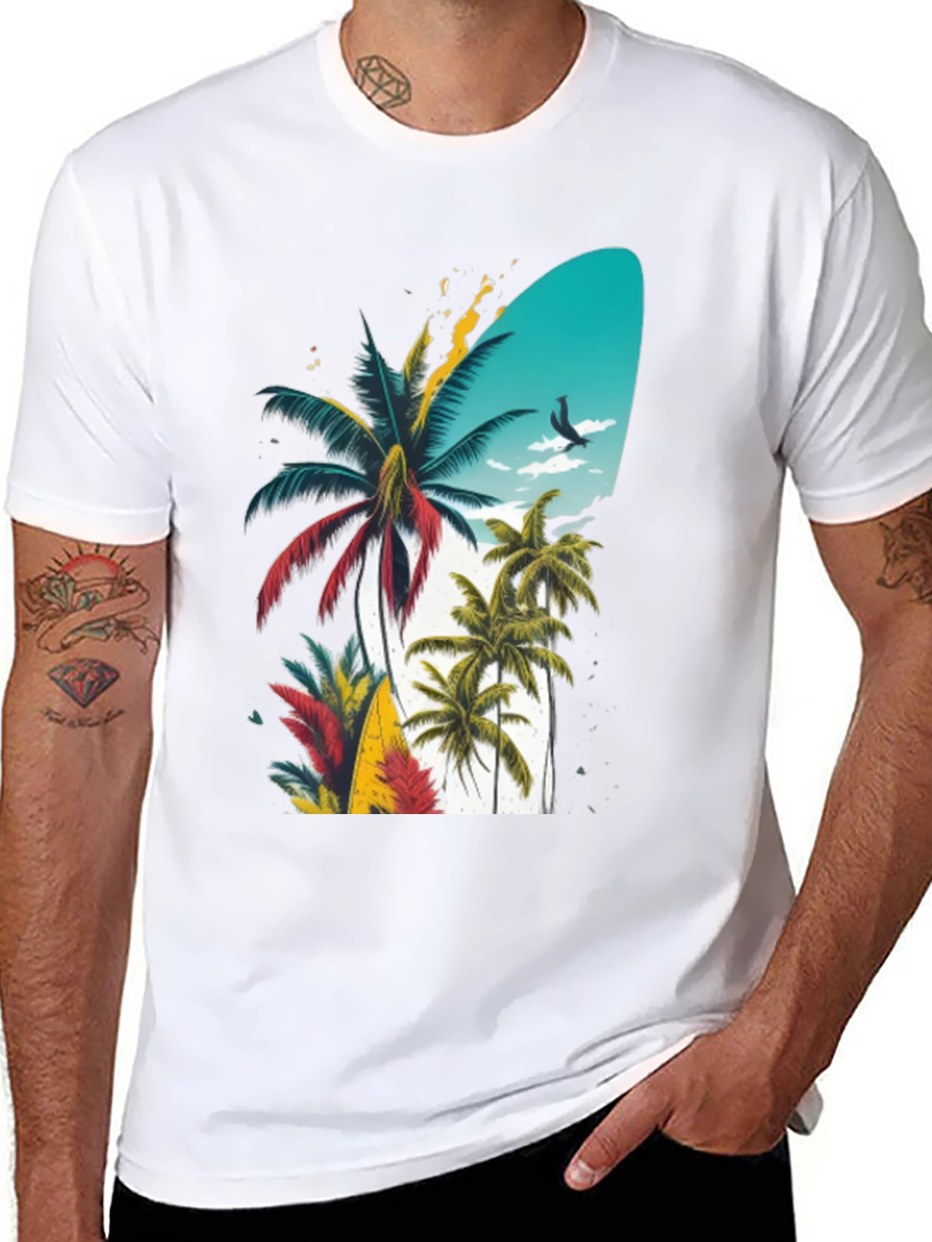 Tropical Island Palm Tree Graphic T-Shirt