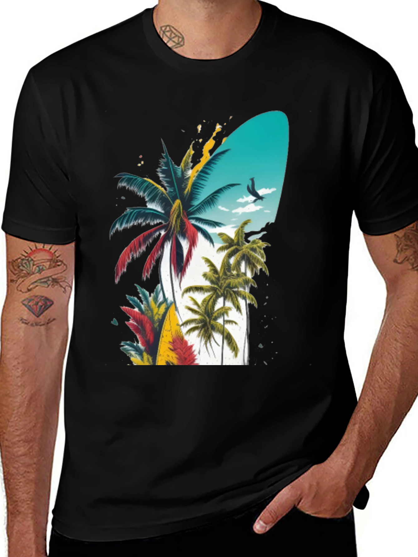 Tropical Island Palm Tree Graphic T-Shirt