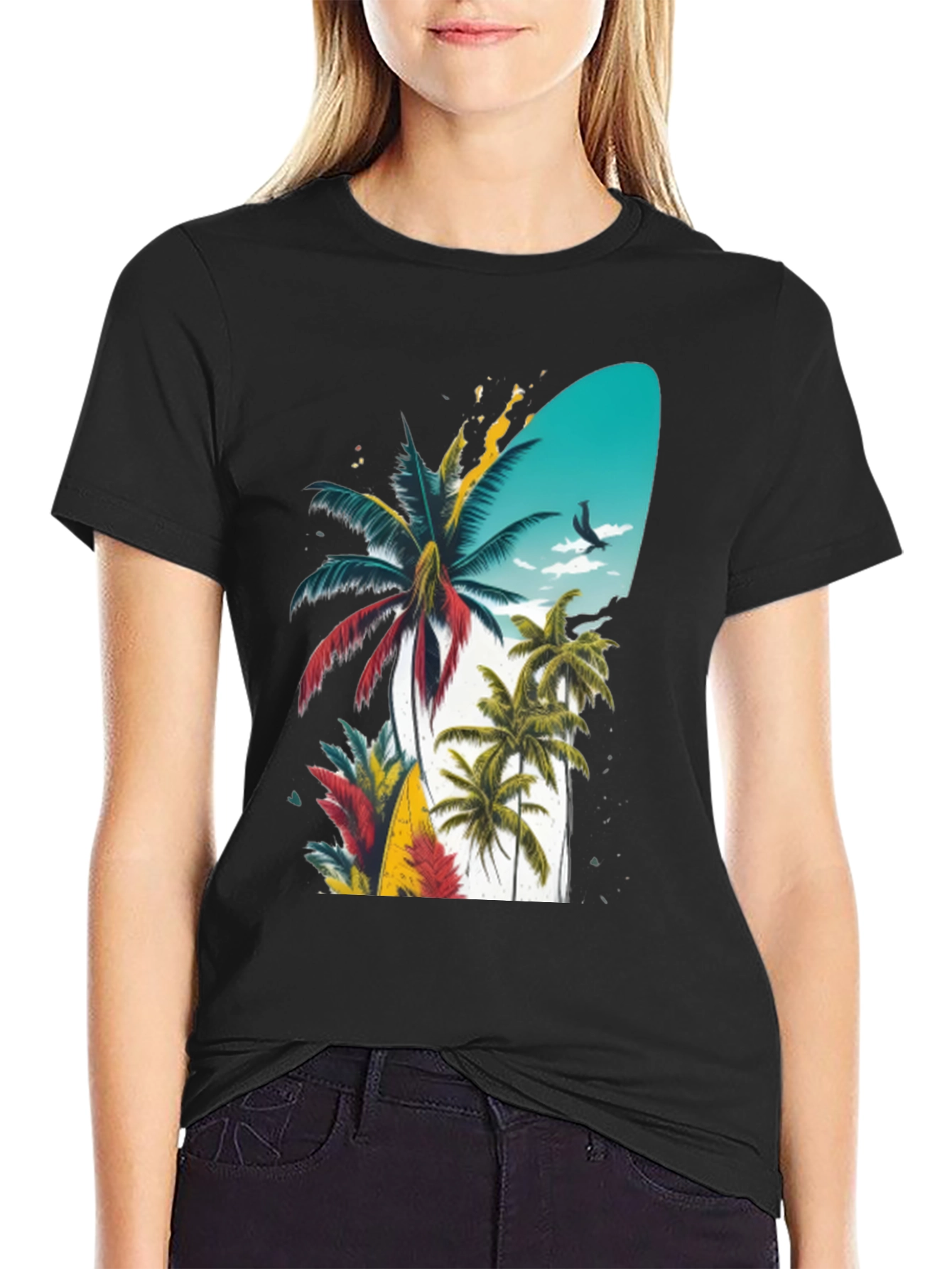Tropical Island Palm Tree Graphic T-Shirt