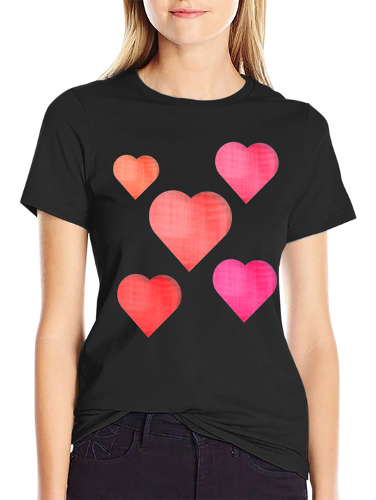 Heart Pattern Crew Neck T-Shirt