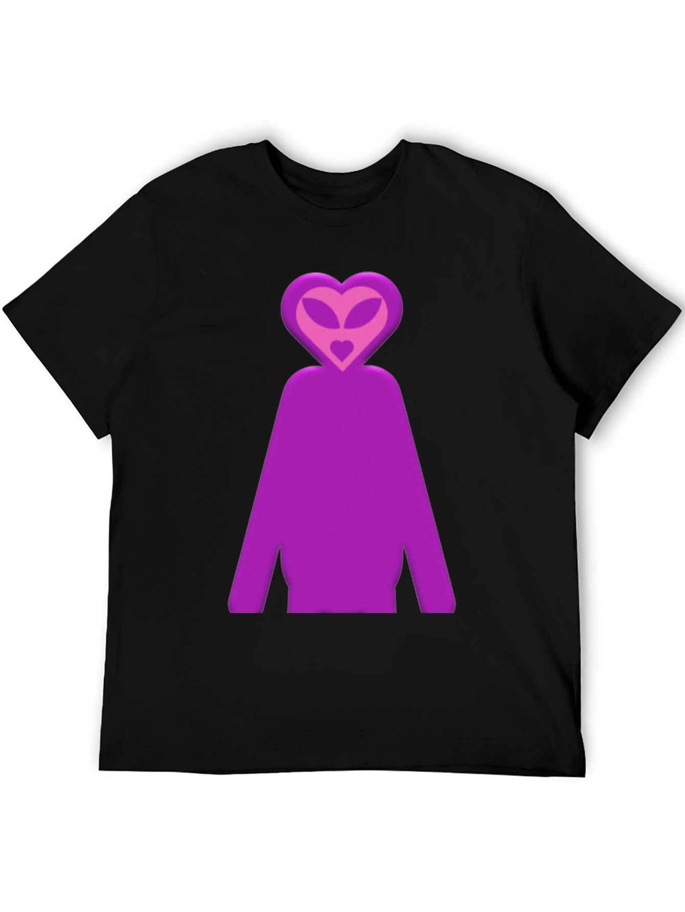 Purple Alien Heart Head Graphic T-Shirt