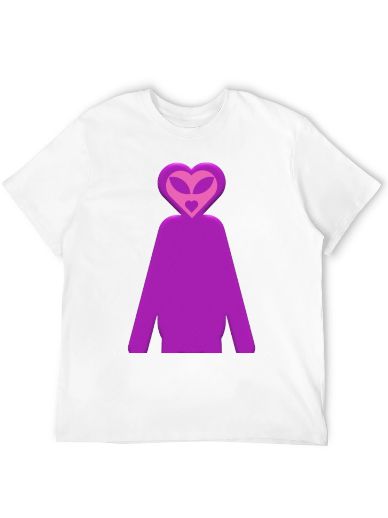 Purple Alien Heart Head Graphic T-Shirt