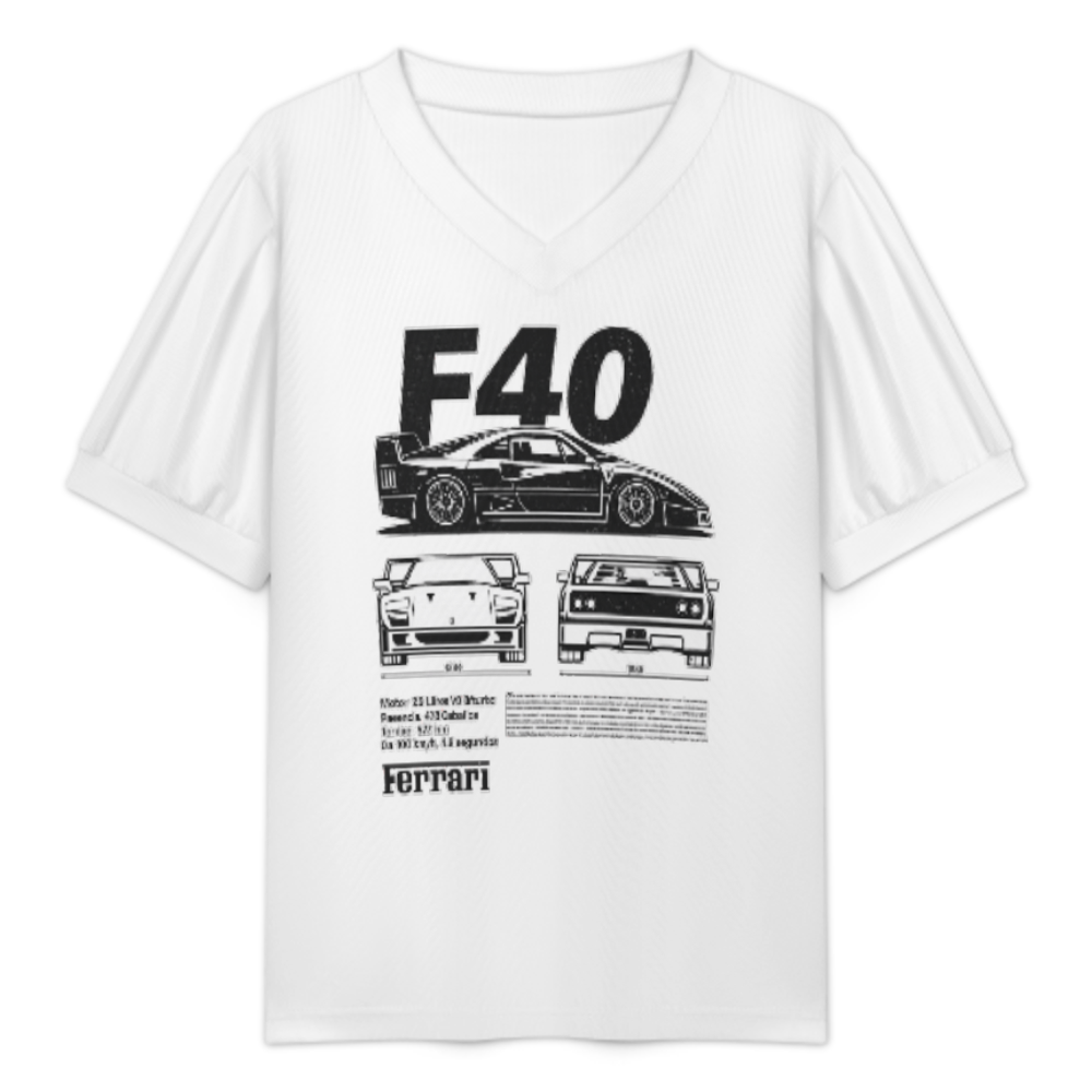 F40 Supercar Blueprint Graphic Tee, Retro Sports Car Shirt, Vintage Racing Enthusiast Apparel, Classic Performance Car Streetwear Top(z597)