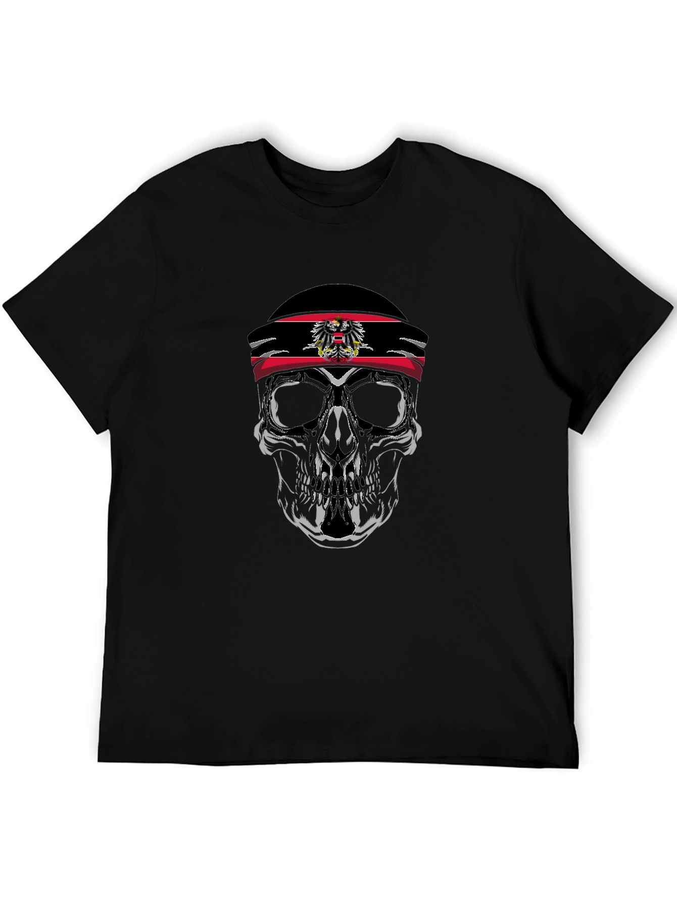 Austrian Flag Skull Graphic T-Shirt - Black