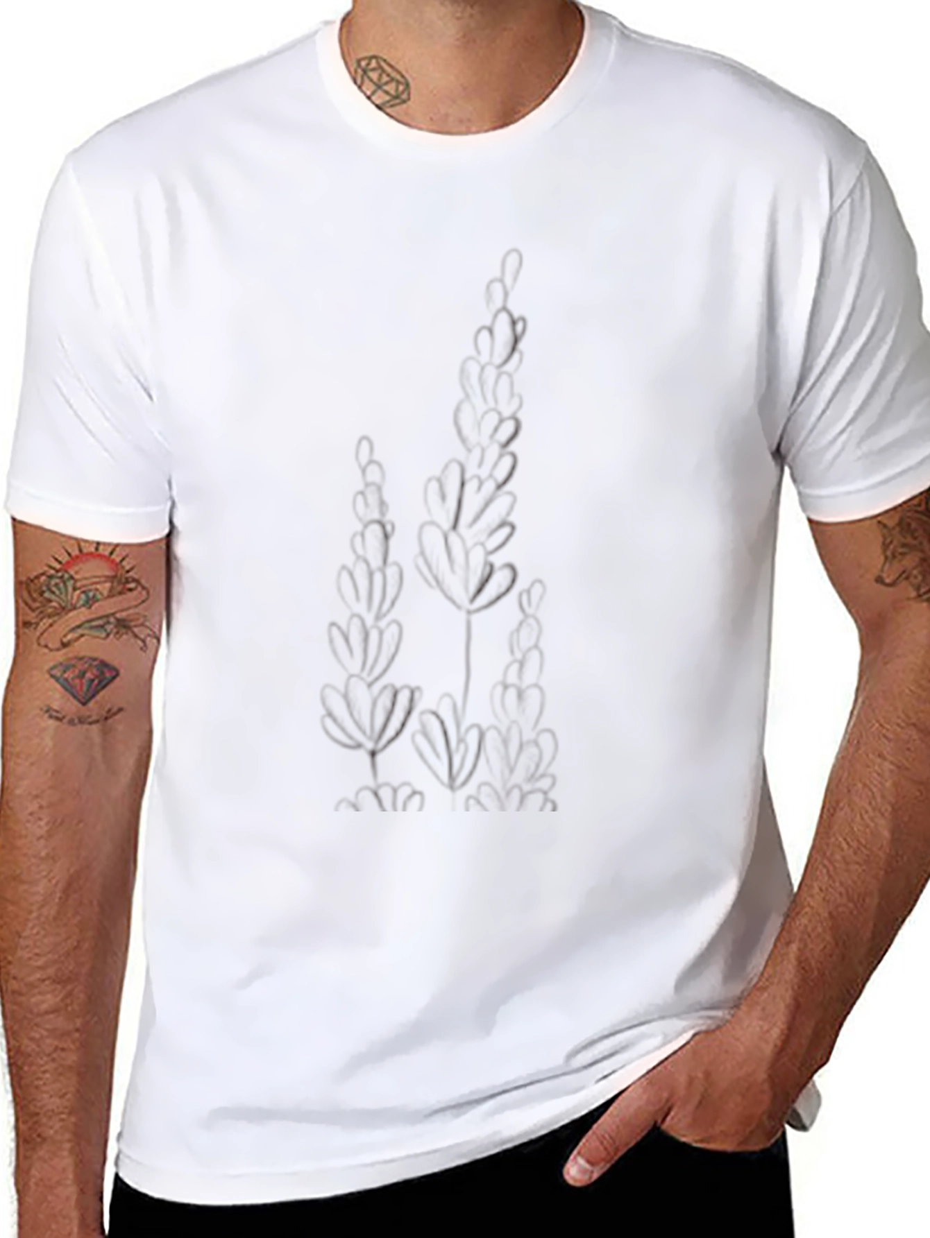 Mens Black Graphic Tee - Subtle Design
