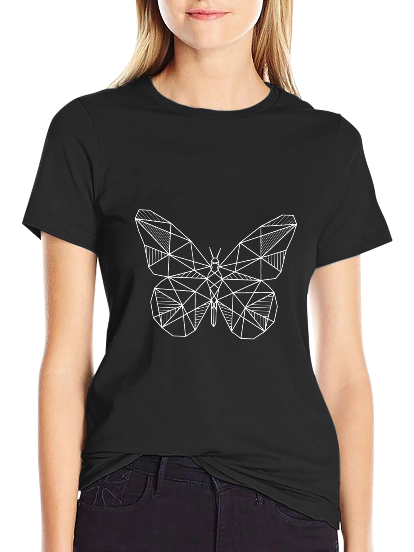 Geometric Butterfly Graphic Tee - Modern Design