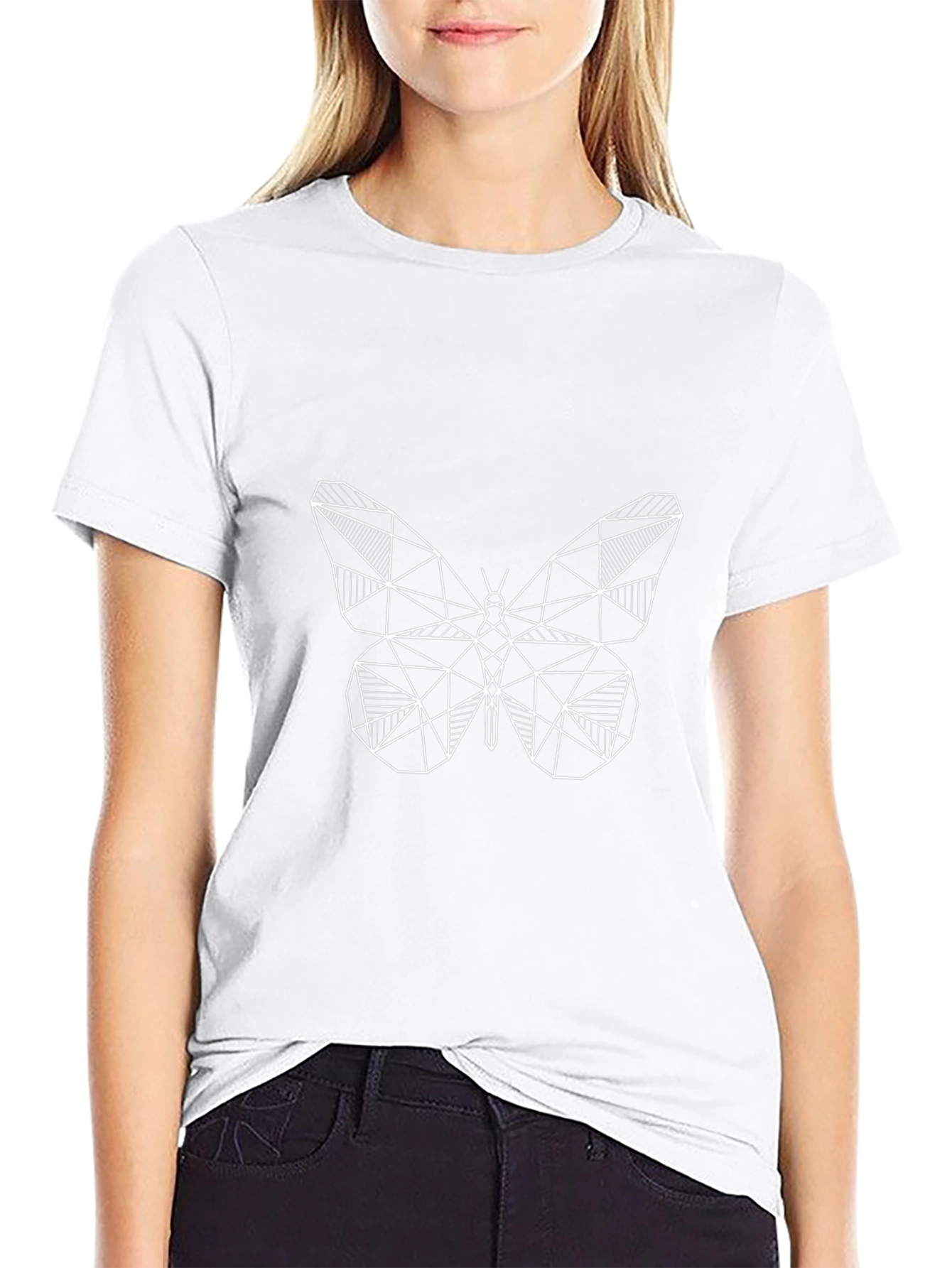 Geometric Butterfly Graphic Tee - Modern Design