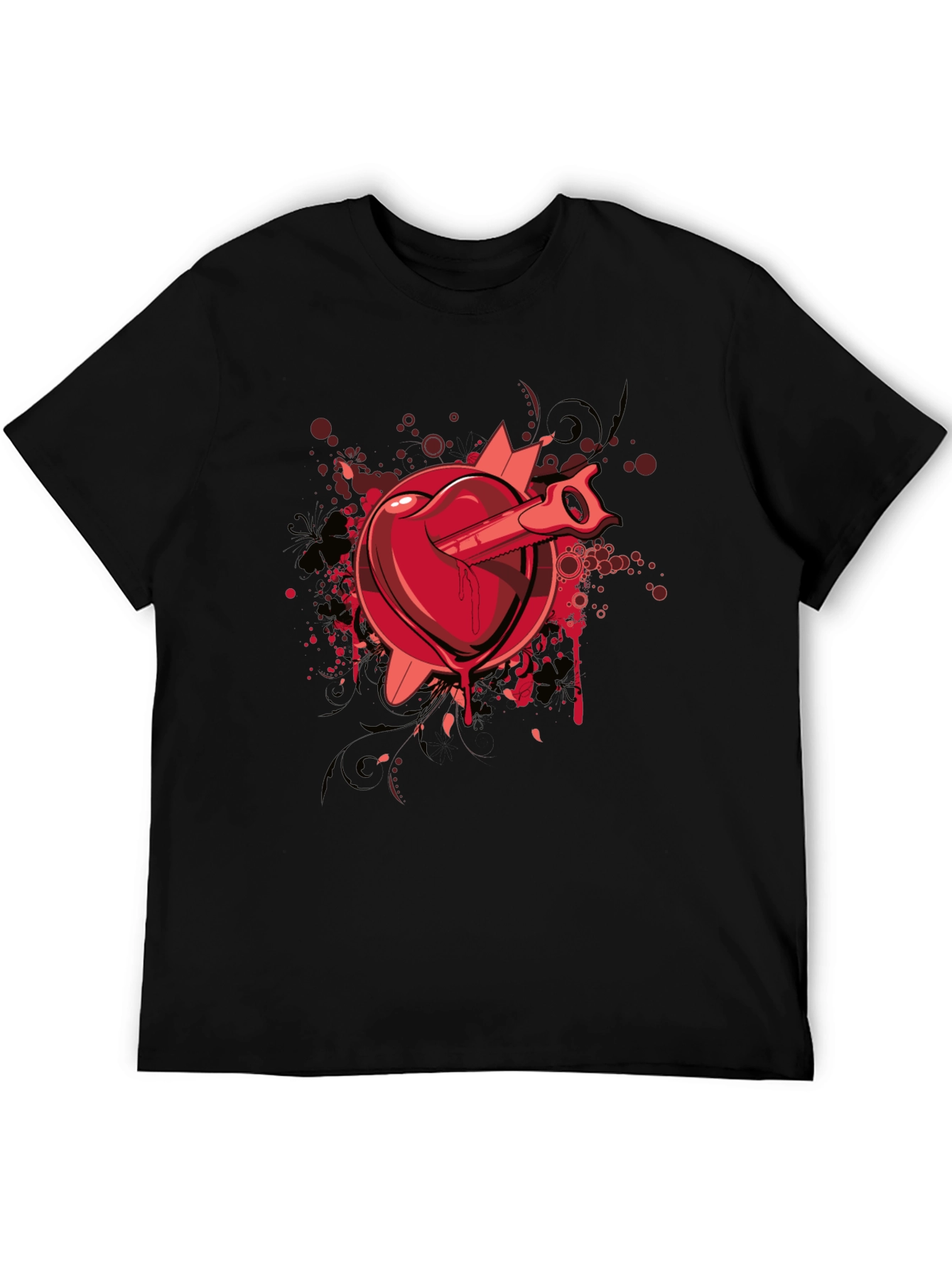 Heart Saw Graphic Tee - Black Cotton