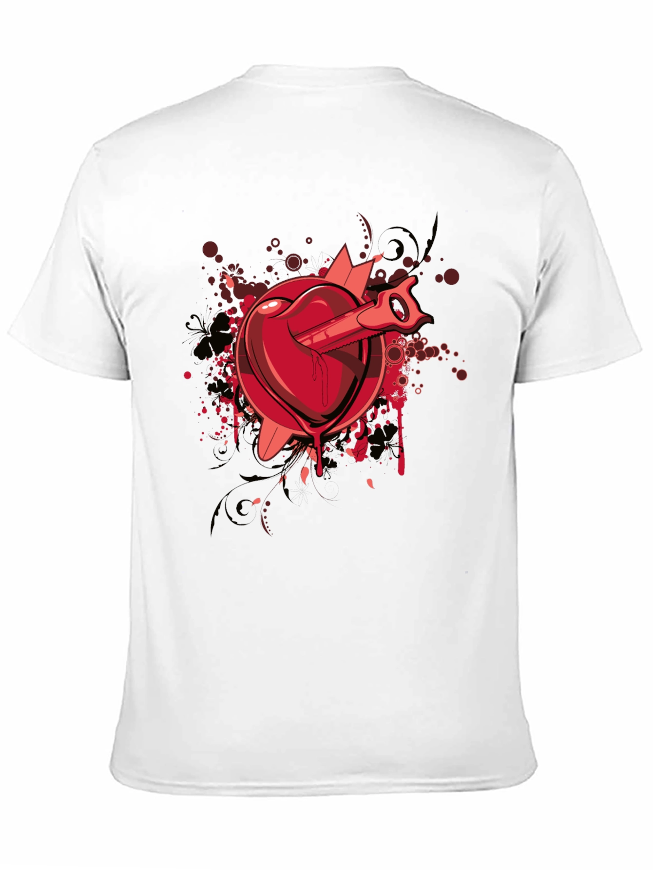 Heart Saw Graphic Tee - Black Cotton