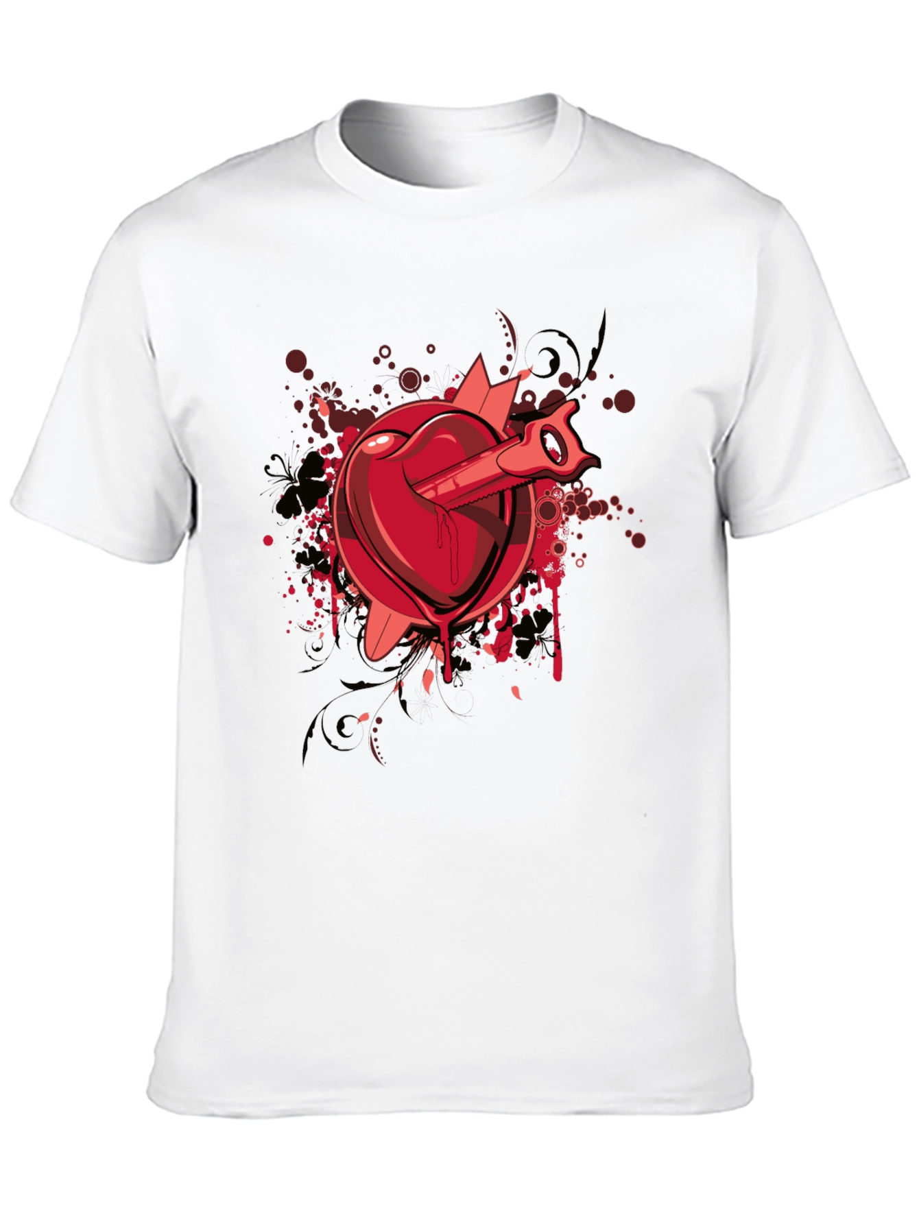 Heart Saw Graphic Tee - Black Cotton