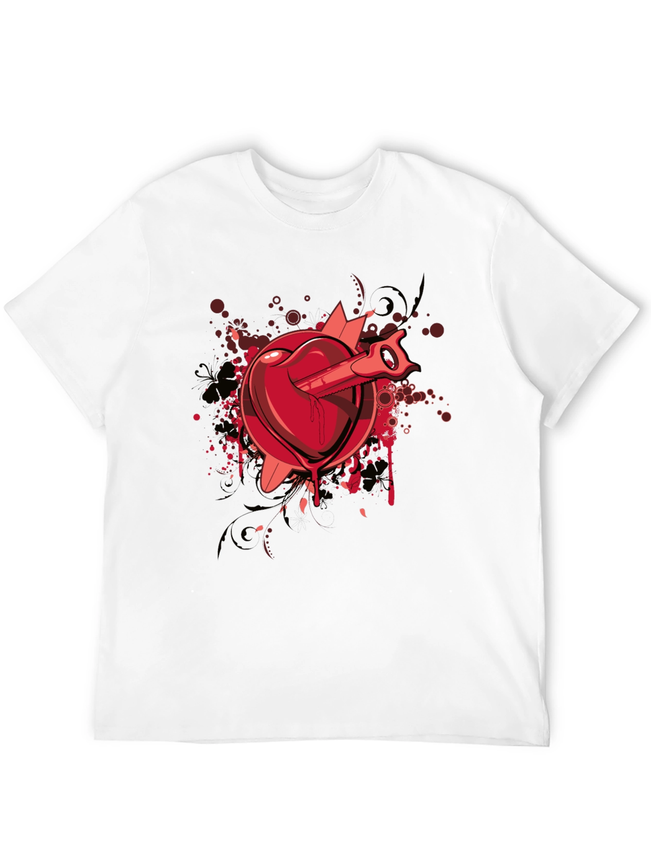 Heart Saw Graphic Tee - Black Cotton