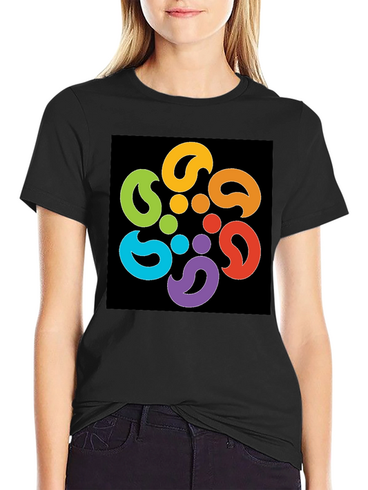 Colorful Paisley Flower Black T-Shirt