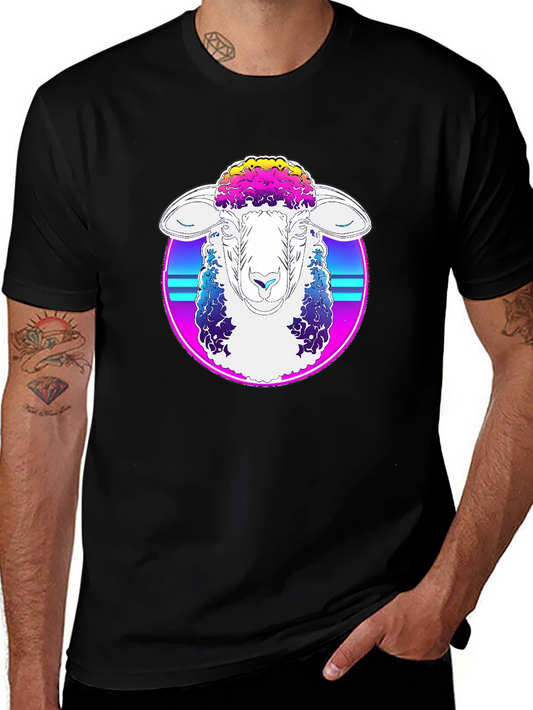 Retro Sheep Graphic Tee - Cool Synthwave Style