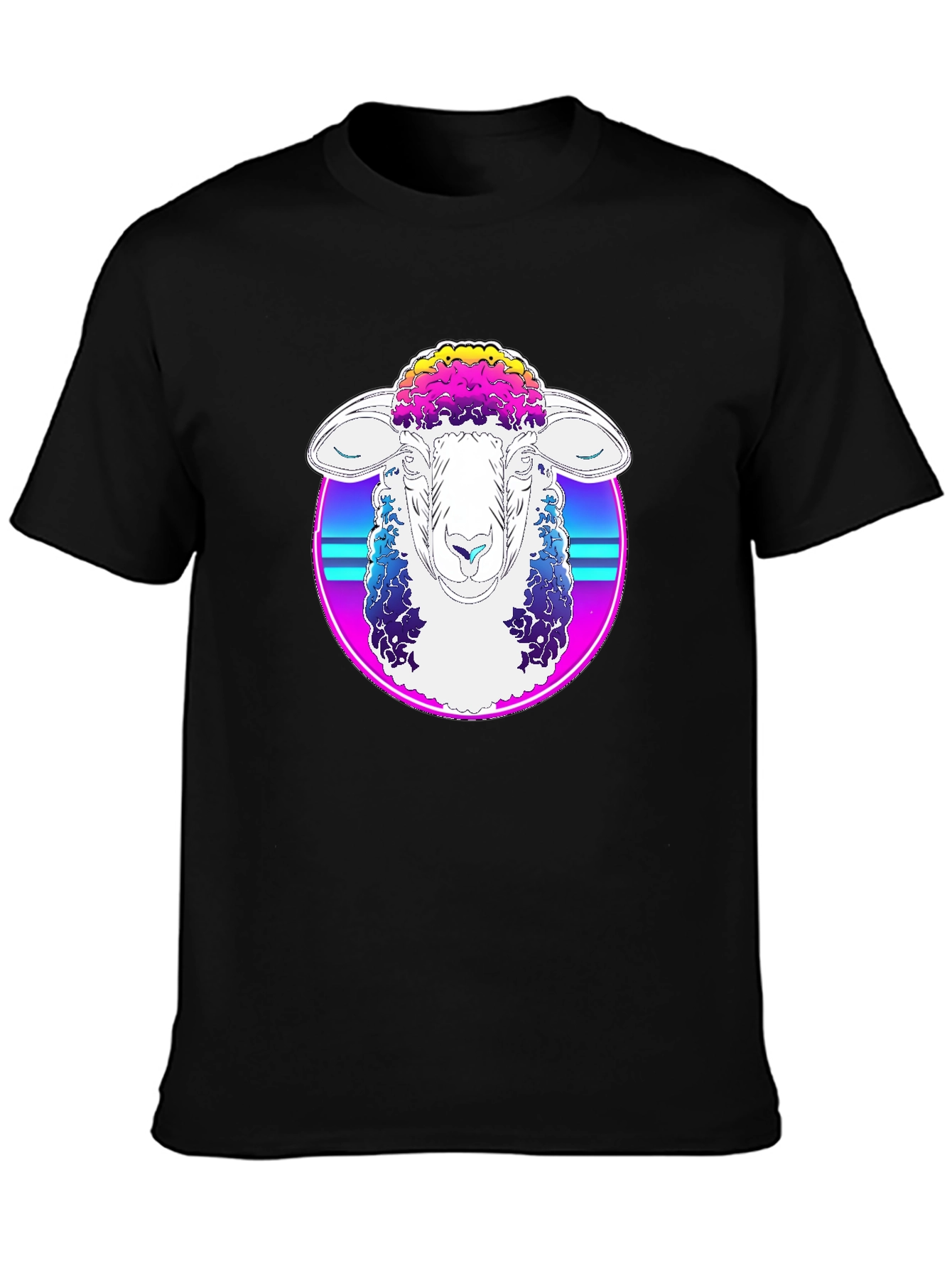 Retro Sheep Graphic Tee - Cool Synthwave Style
