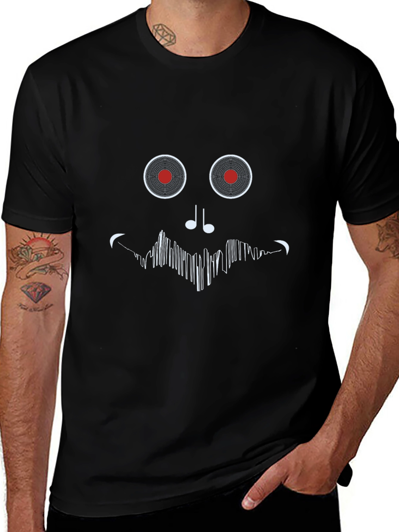 Vinyl Record Face Black T-Shirt