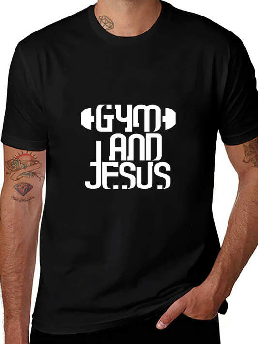 Gym and Jesus Black T-Shirt Christian Fitness Apparel