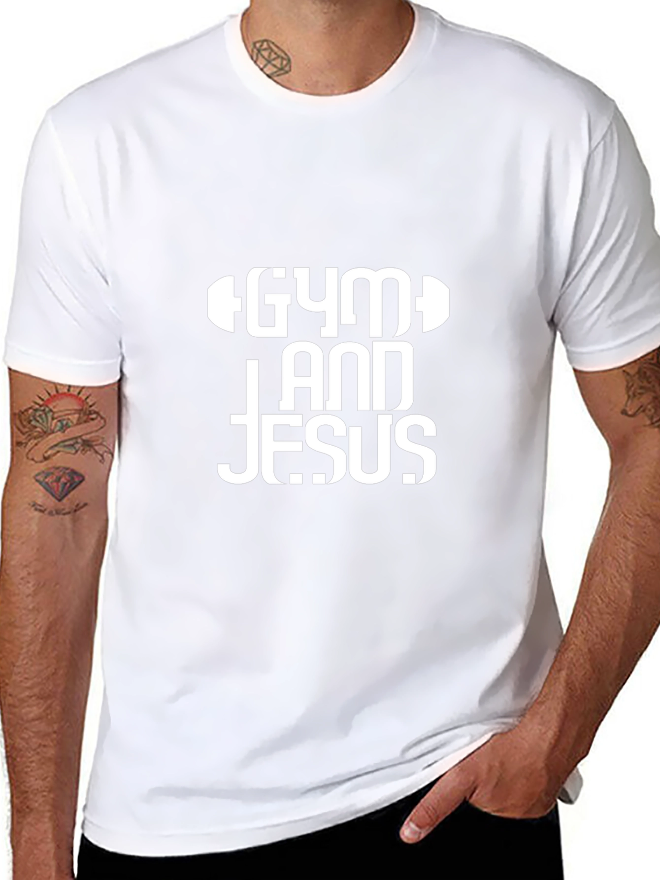 Gym and Jesus Black T-Shirt Christian Fitness Apparel
