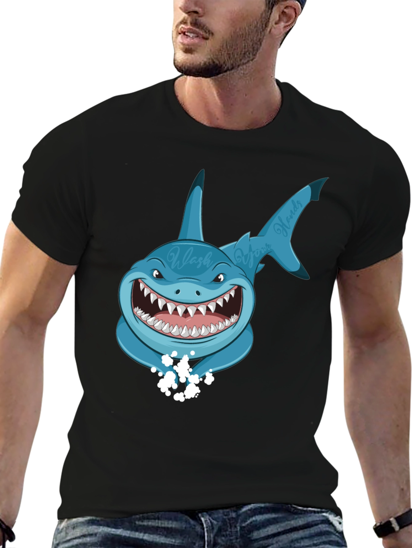 Wash Your Hands Shark T-Shirt - Funny Novelty Tee