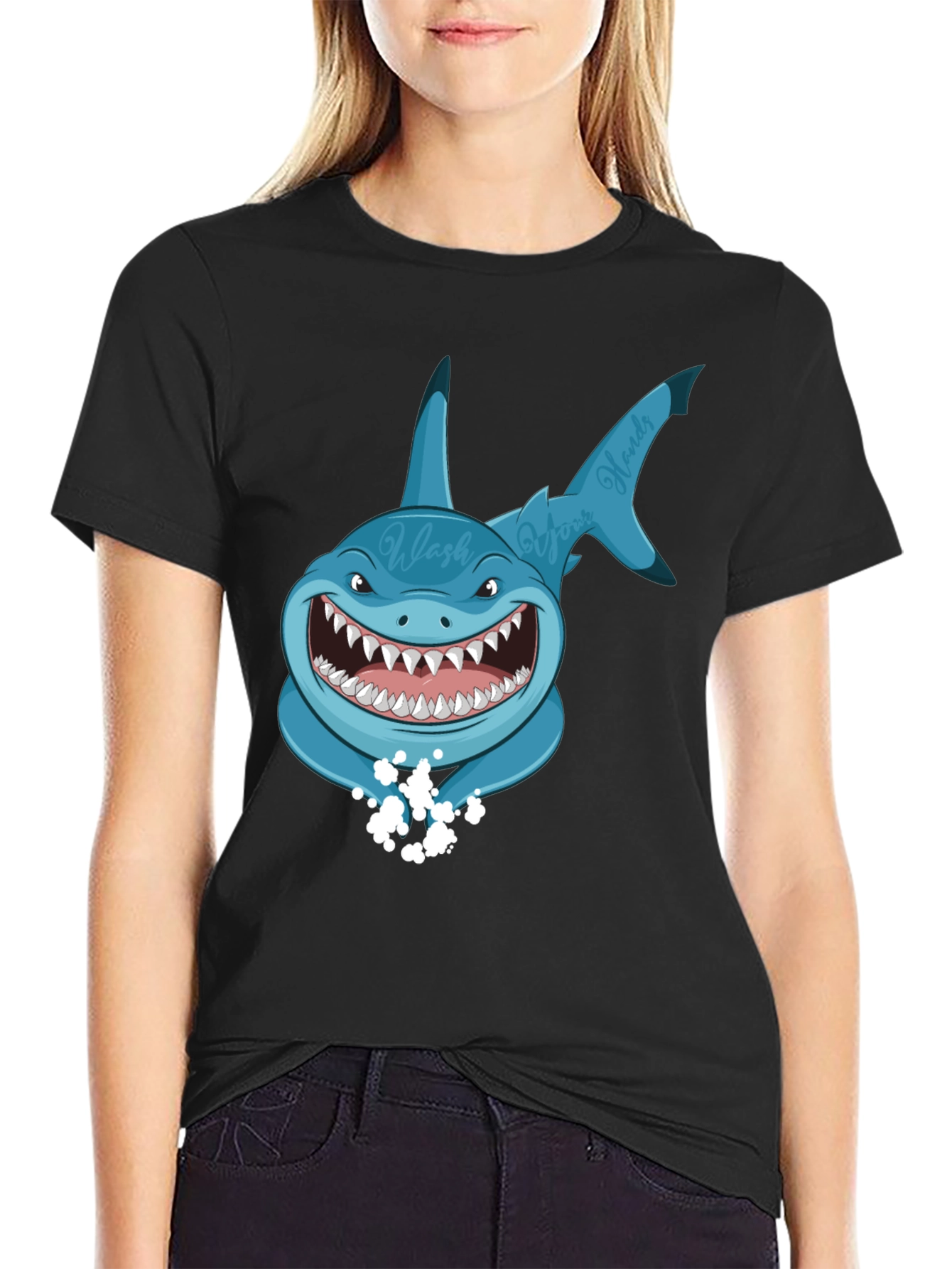 Wash Your Hands Shark T-Shirt - Funny Novelty Tee