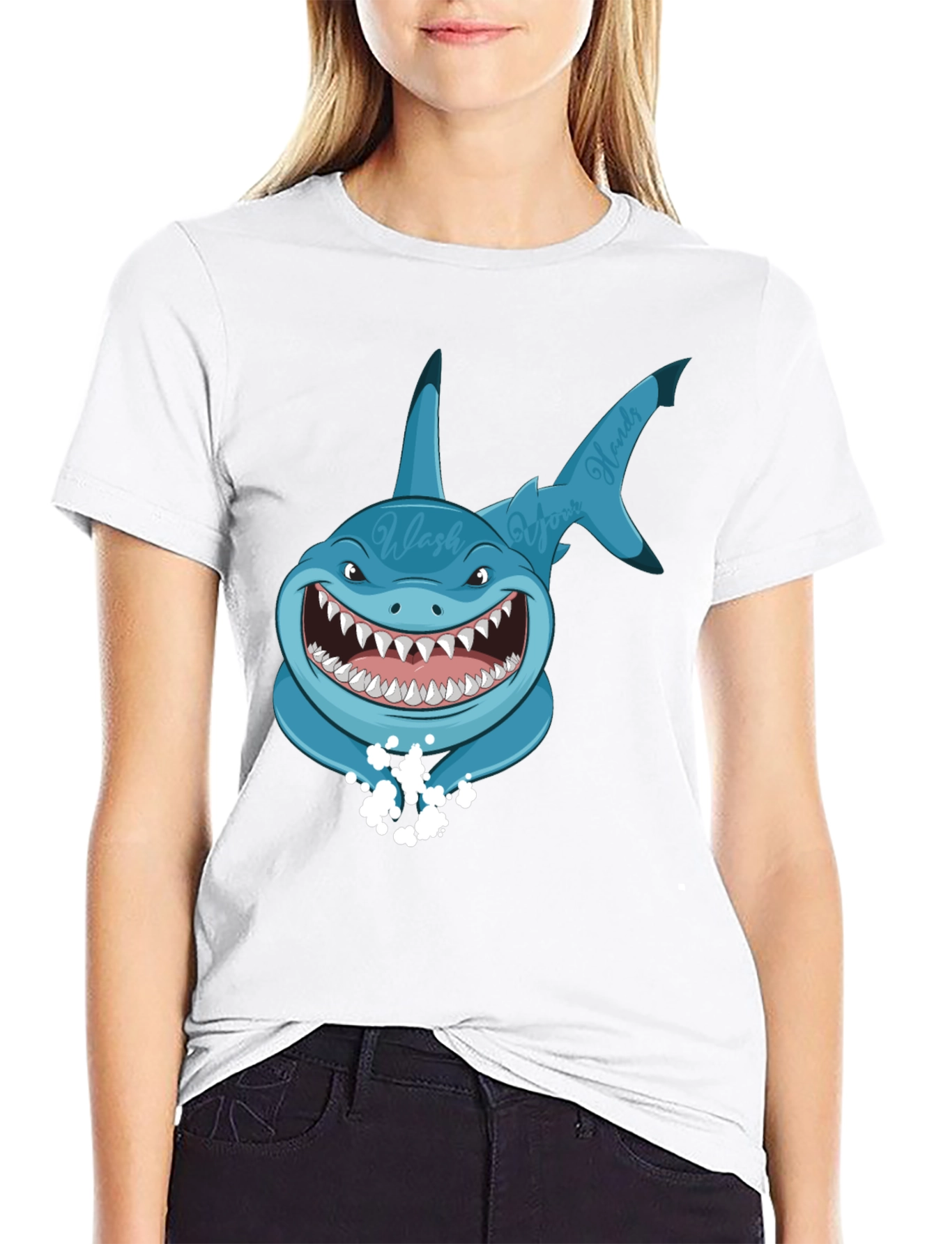 Wash Your Hands Shark T-Shirt - Funny Novelty Tee