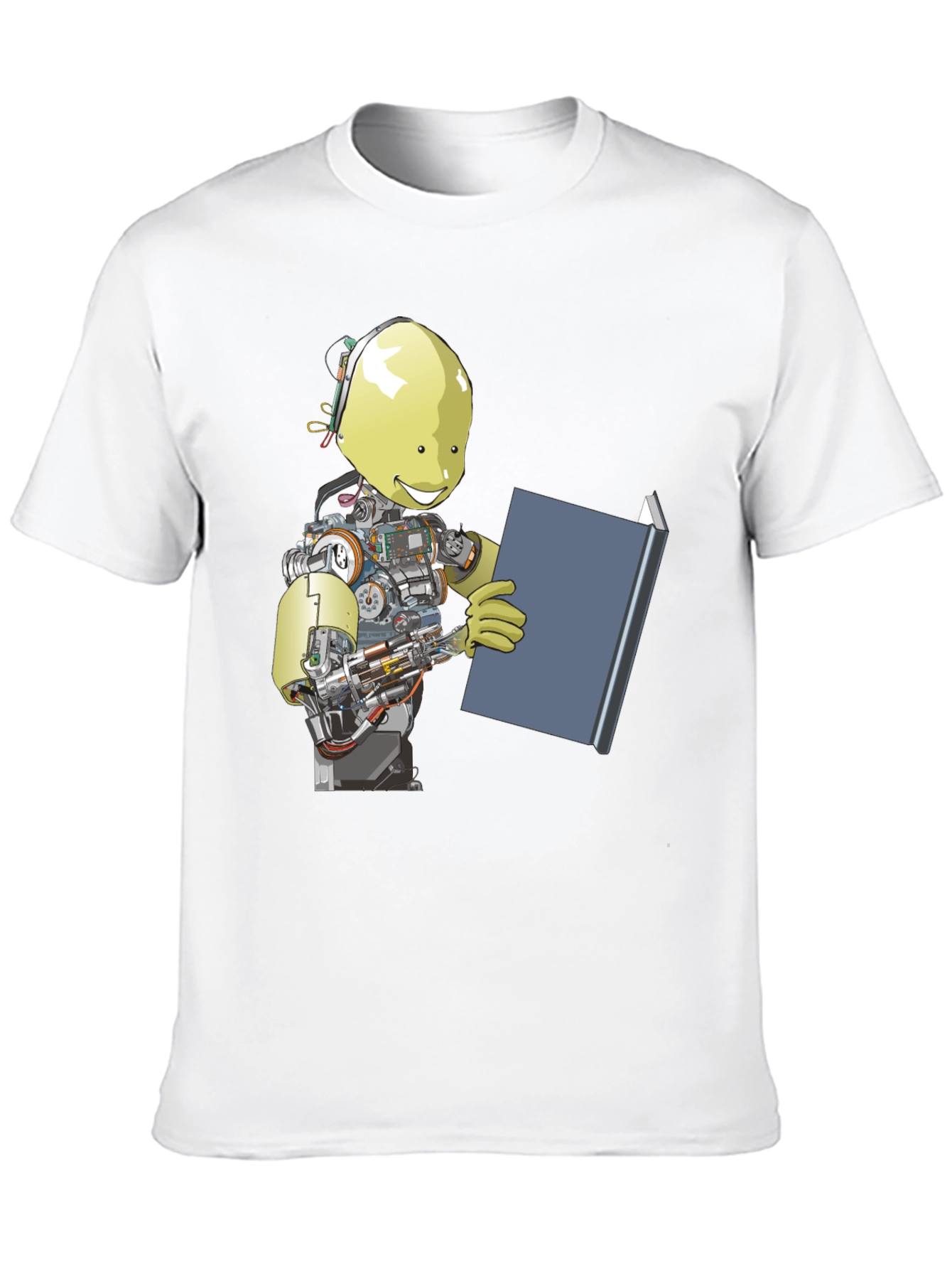 Robot Reading Book Graphic Tee - Black