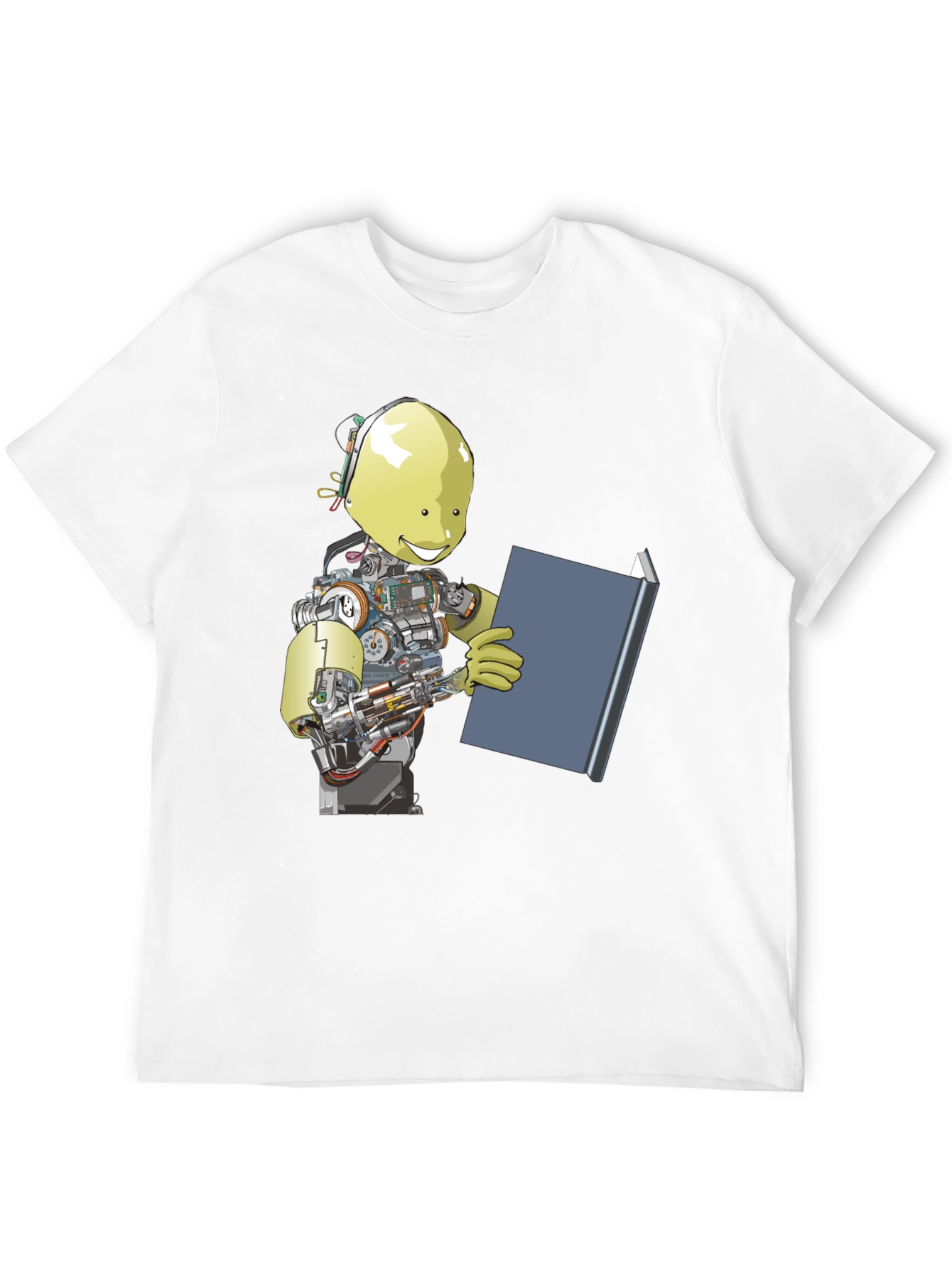 Robot Reading Book Graphic Tee - Black