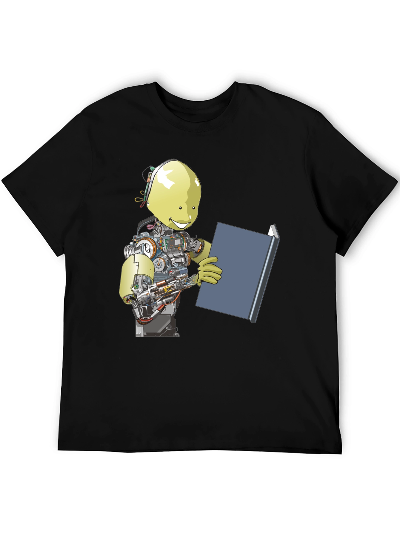 Robot Reading Book Graphic Tee - Black