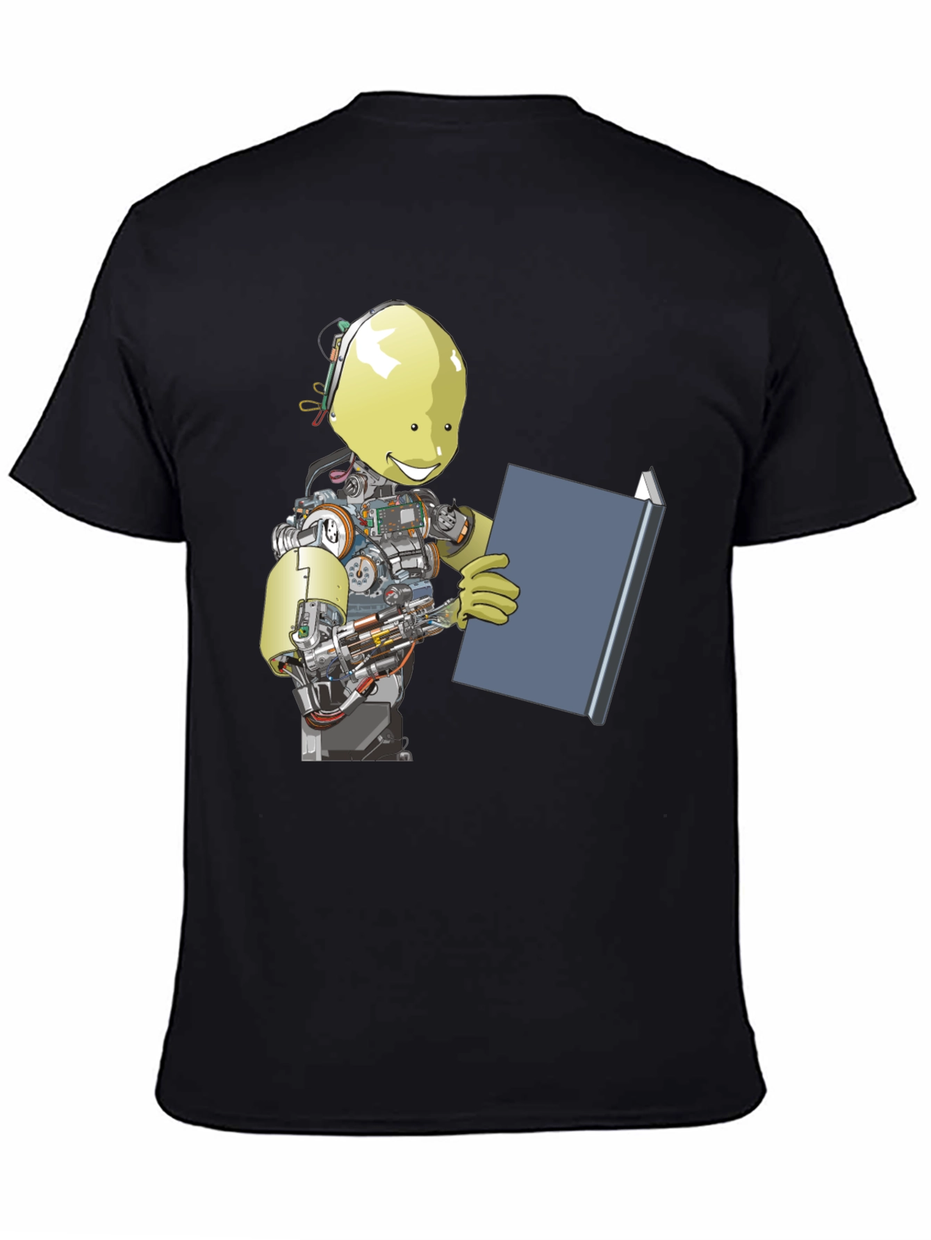 Robot Reading Book Graphic Tee - Black
