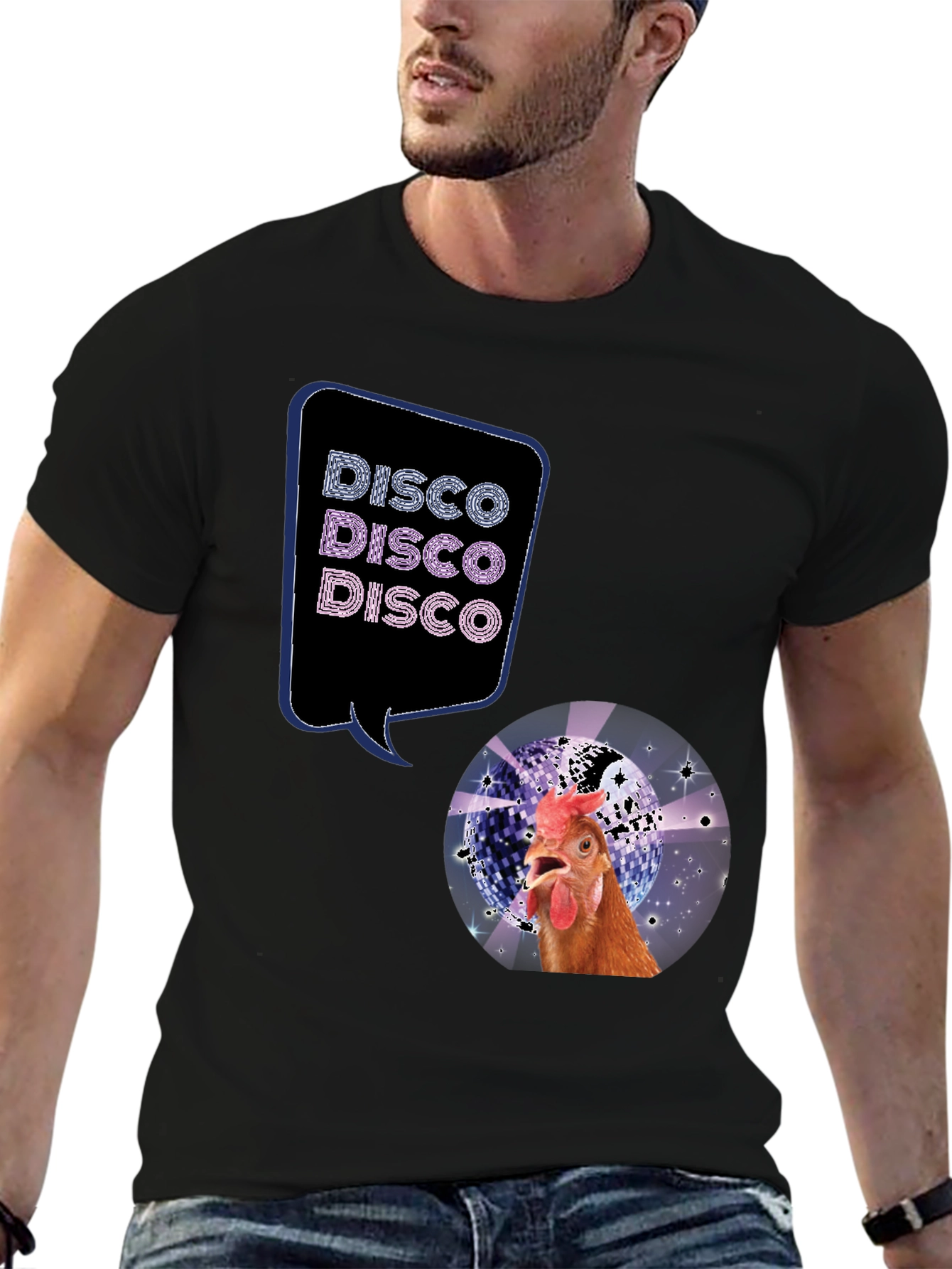 Disco Chicken Graphic Tee - Funny & Unique
