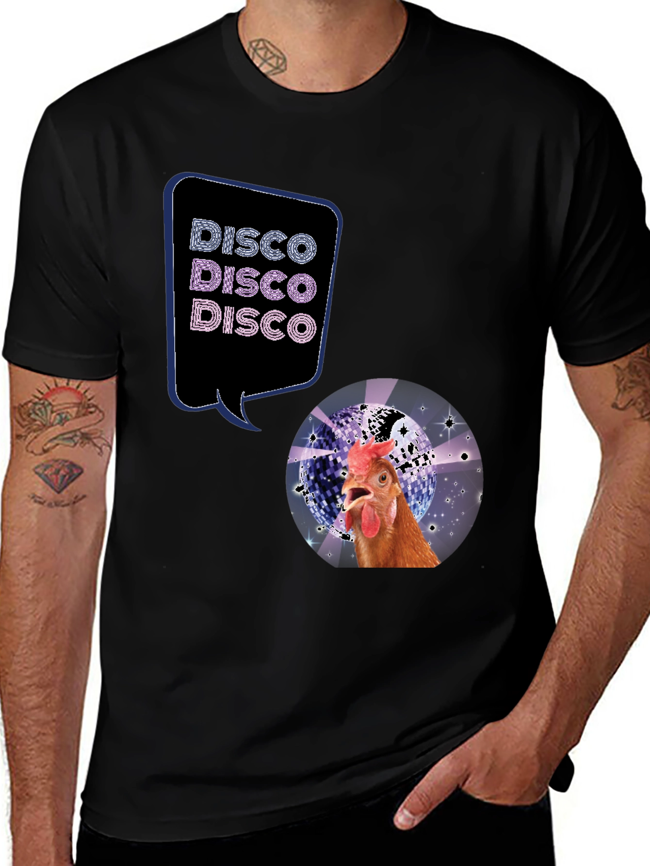 Disco Chicken Graphic Tee - Funny & Unique