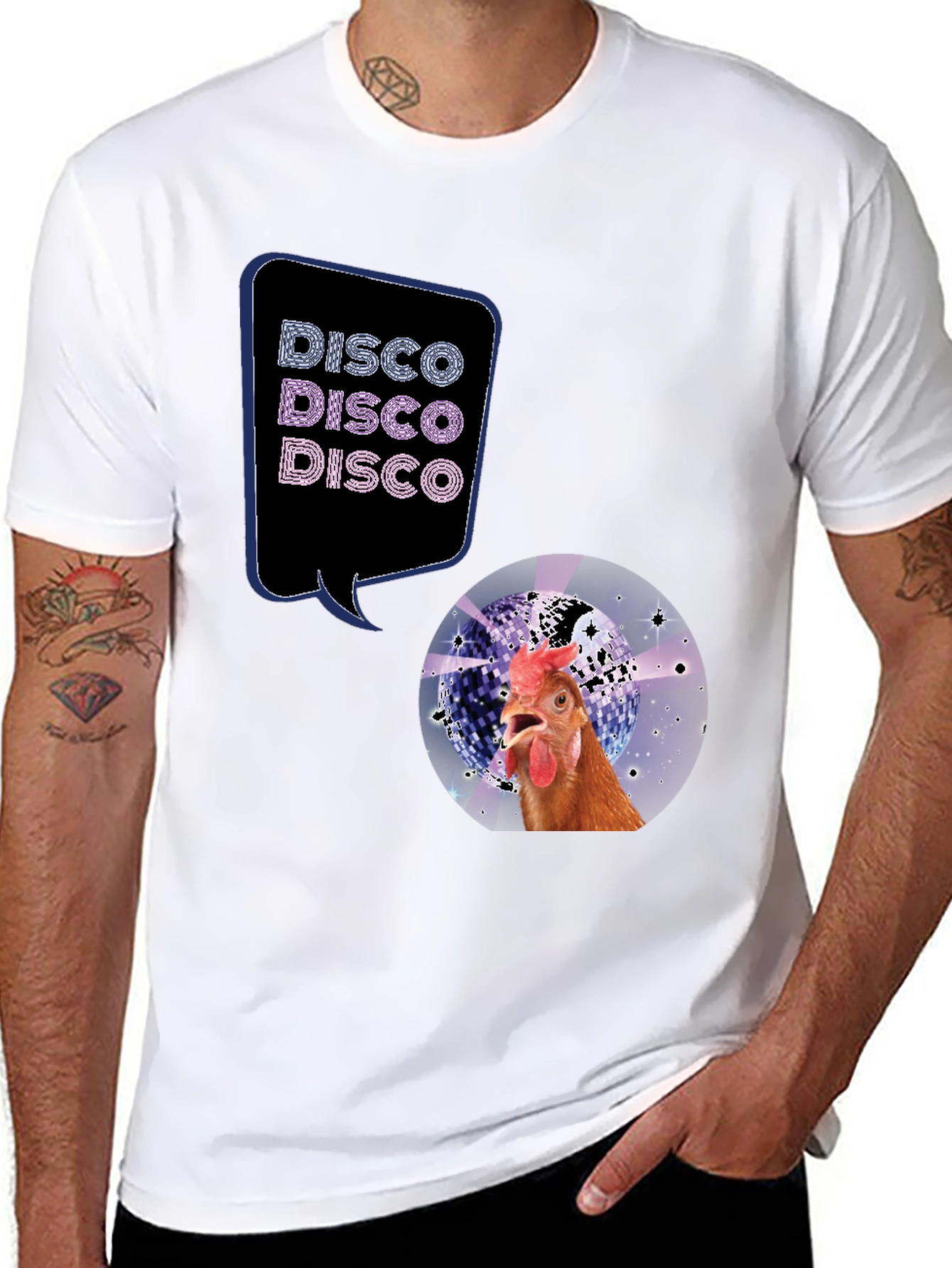 Disco Chicken Graphic Tee - Funny & Unique