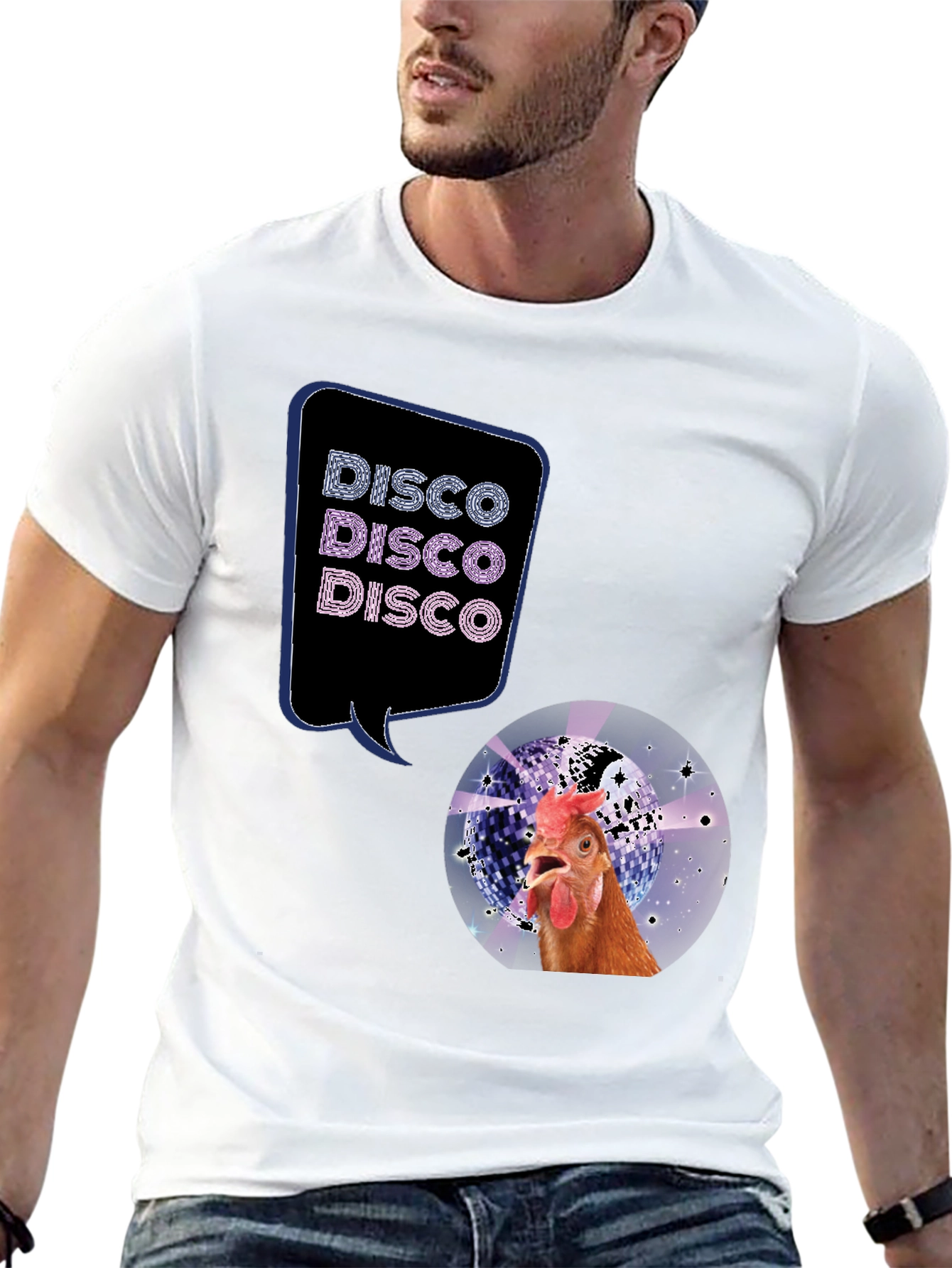 Disco Chicken Graphic Tee - Funny & Unique