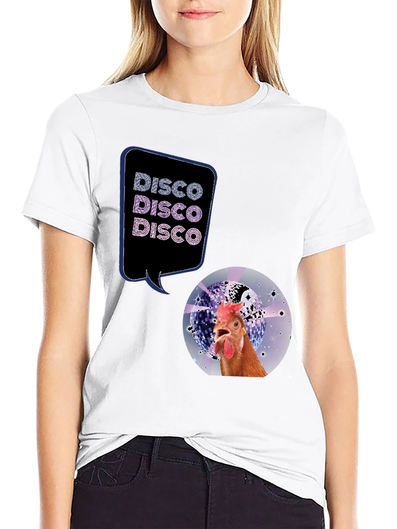 Disco Chicken Graphic Tee - Funny & Unique