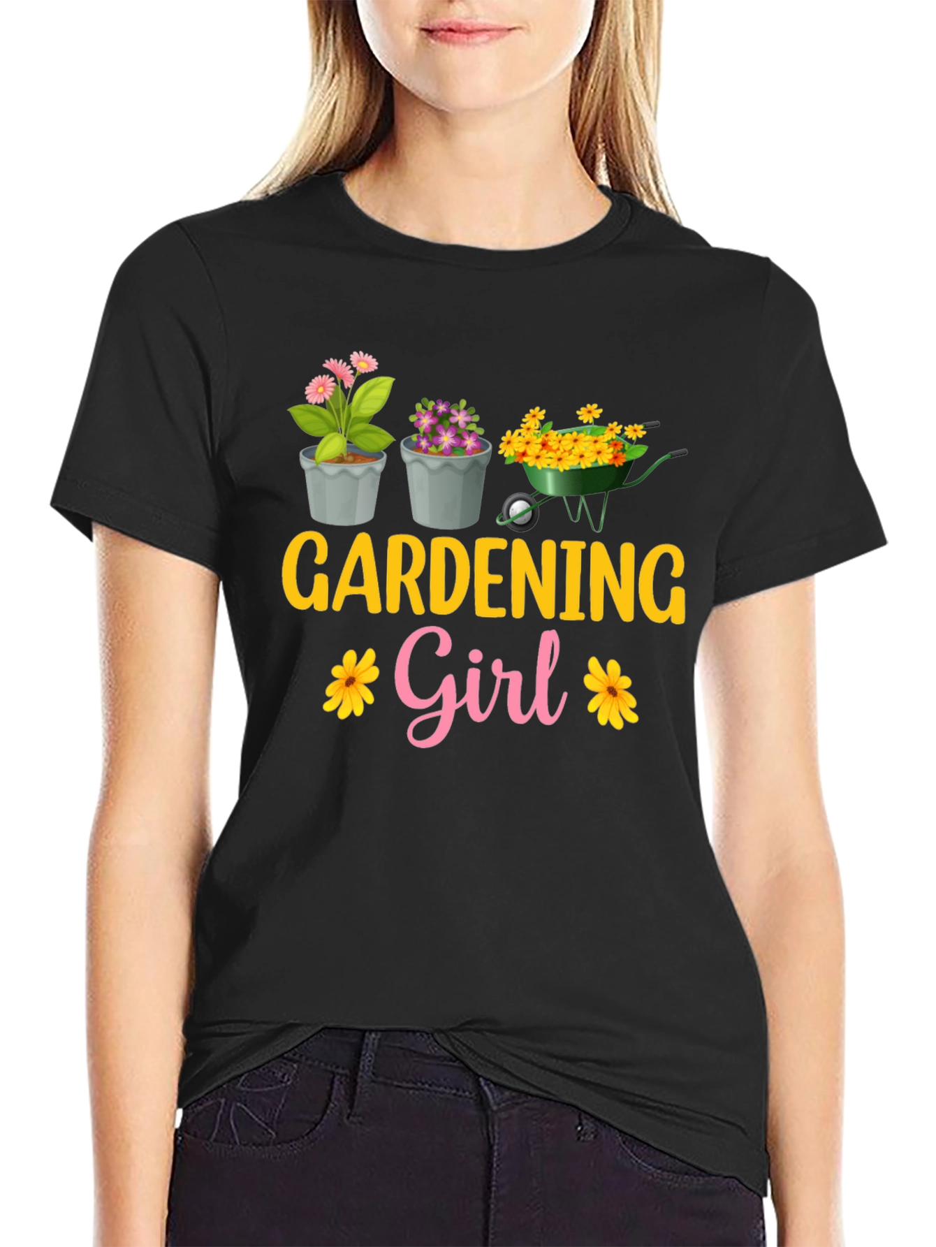 Gardening Girl T-Shirt - Floral Garden Design
