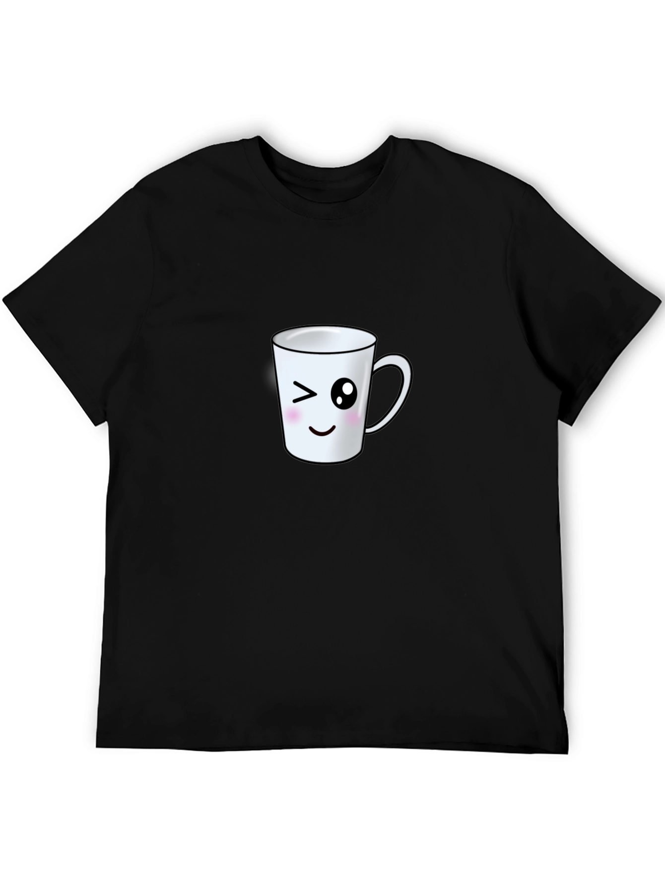 Cute Wink Mug Graphic Tee - Black