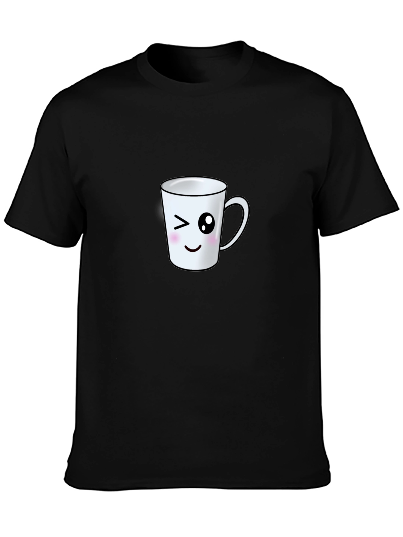 Cute Wink Mug Graphic Tee - Black