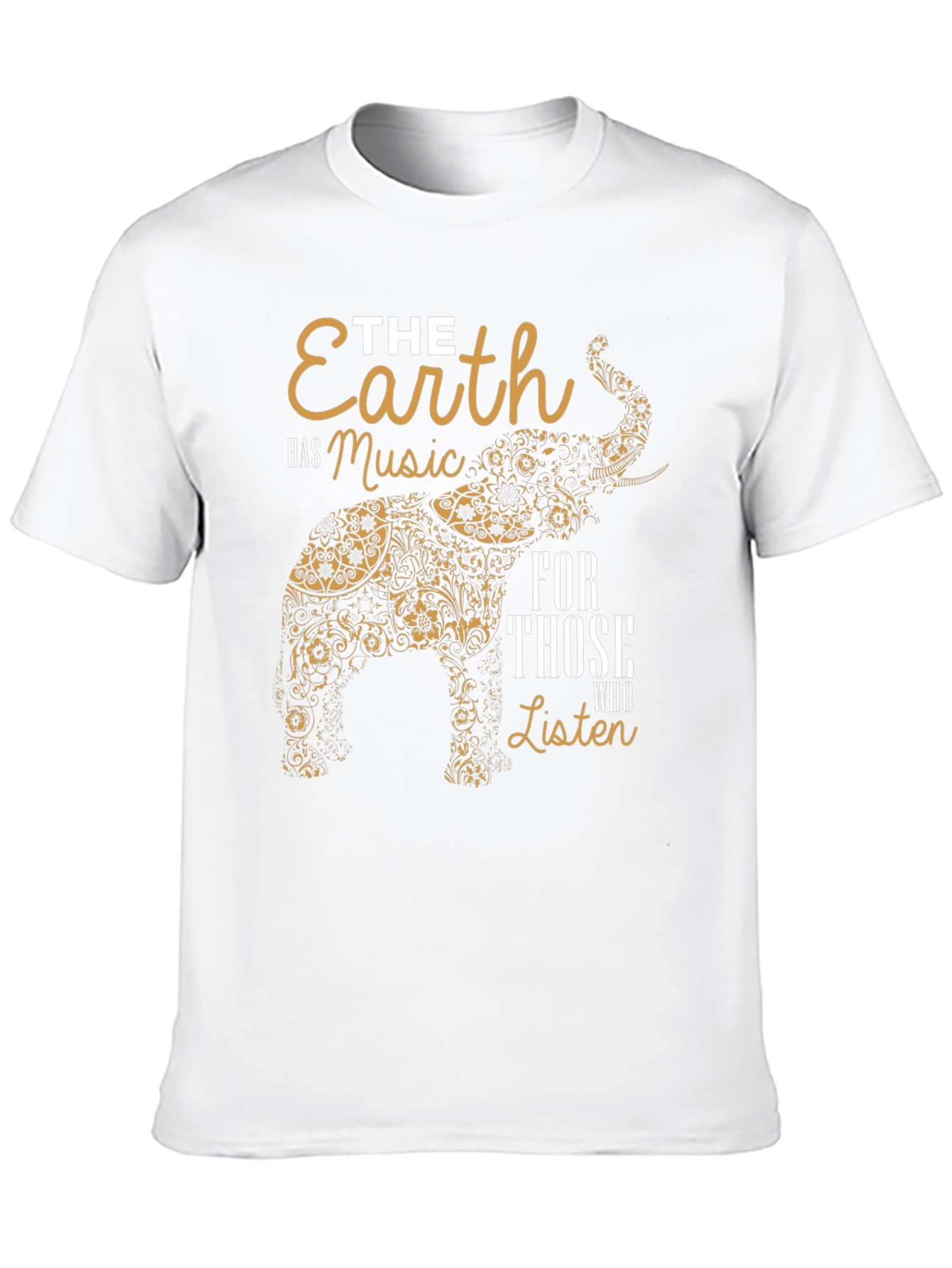 Earth Music Elephant Print Black T-Shirt