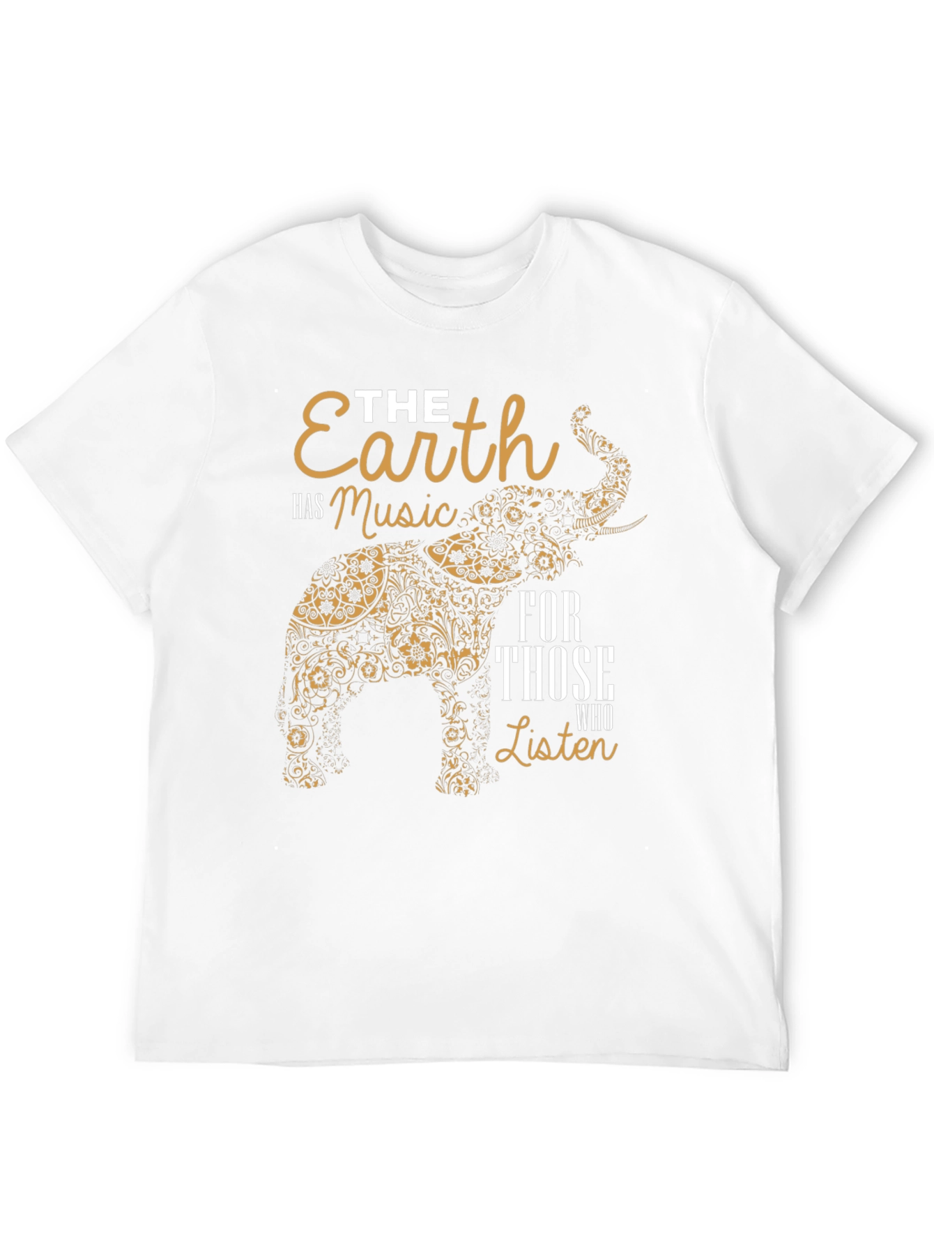 Earth Music Elephant Print Black T-Shirt