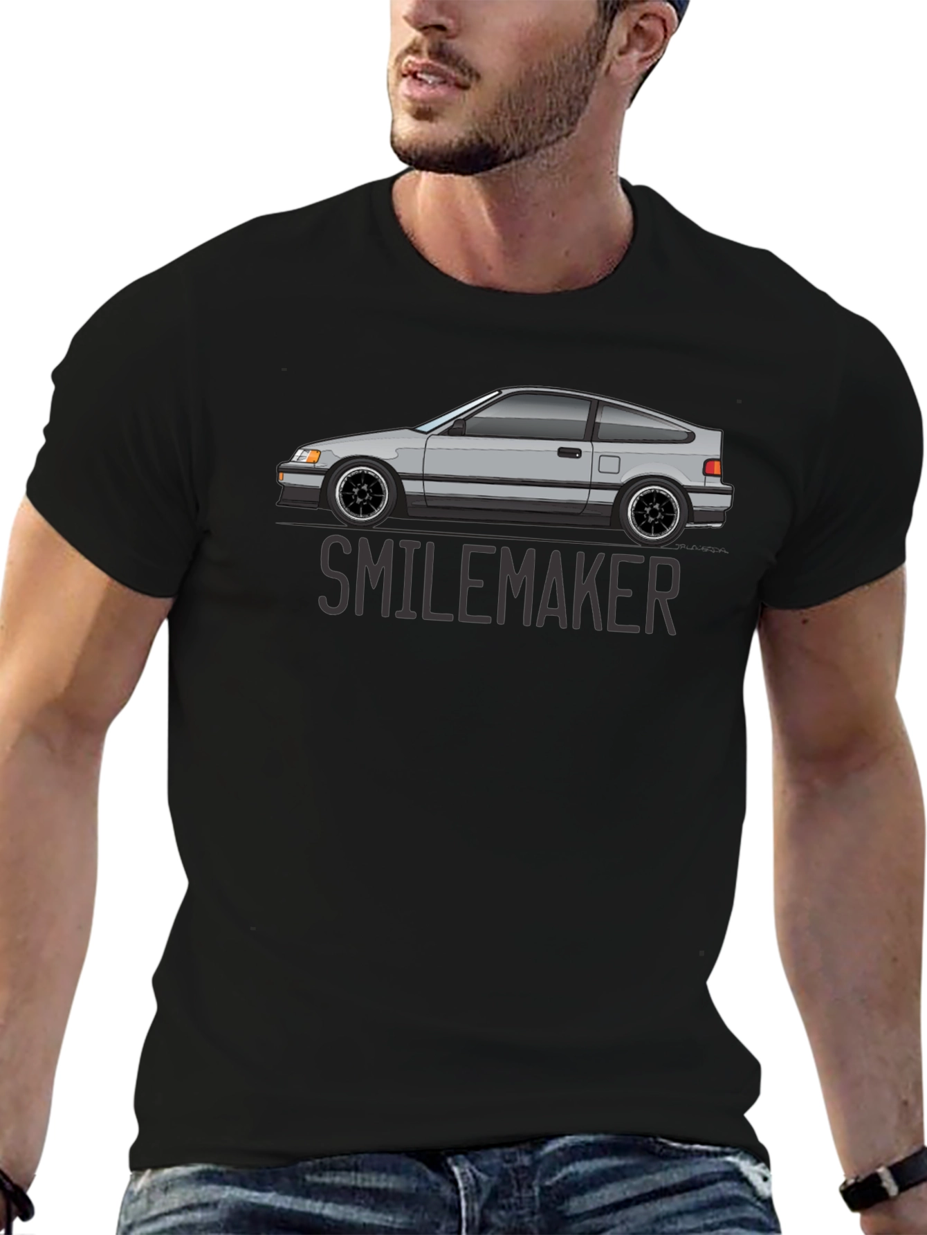 Smilemaker Car Graphic T-Shirt - Black